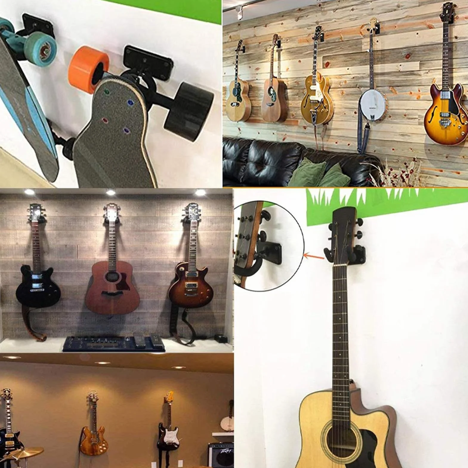 Wieszak na gitarę Uchwyt ścienny w Kształcie Litery U do Akustycznej Elektrycznej Gitary Basowej Ukulele Banjo