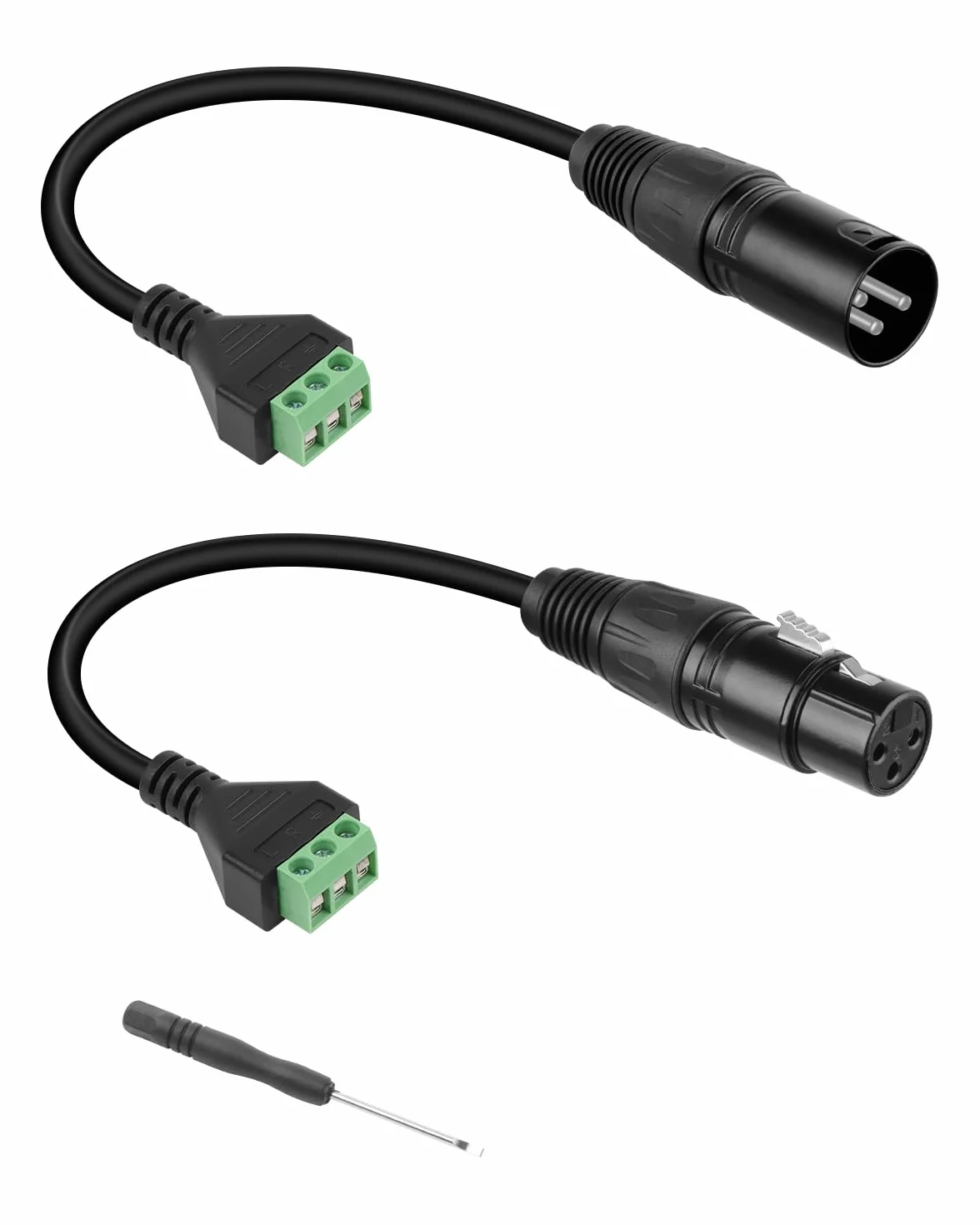 GELRHONR Gniazdo XLR 30 cm na 3-pinowym terminalu, bezlutowy kabel konwerterowy ze śrubokrętem, DMX do mikrofonu DIY, głośnik, nagrywanie na żywo i wydajność, sterowanie oświetleniem scenicznym (2