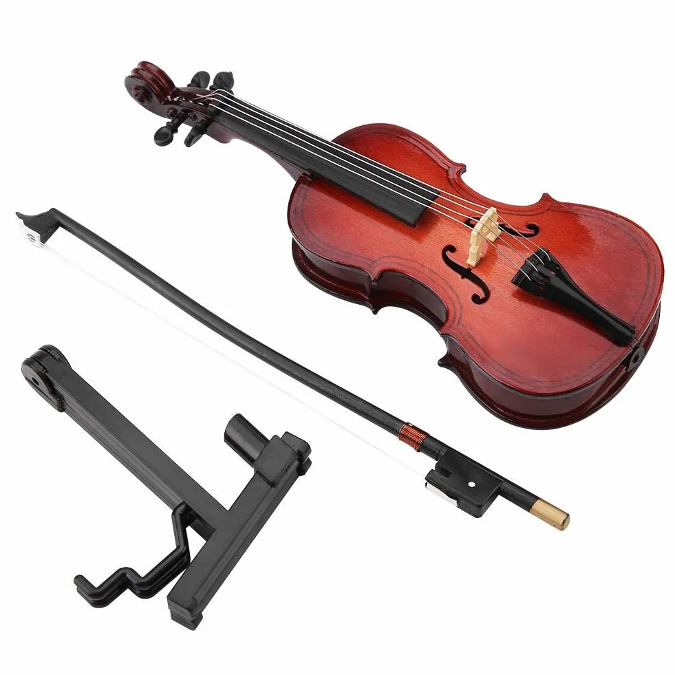 Hztyyier Miniaturowa wiolonczela, drewniany model 14 cm z etui do dekoracji domu lub biura, muzyczny ozdoba na biurko