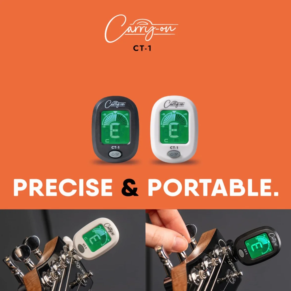 Carry-on CT-1 Clip-on stroik chromatyczny do gitary, basu, ukulele C z obrotowym ekranem LCD, czarny