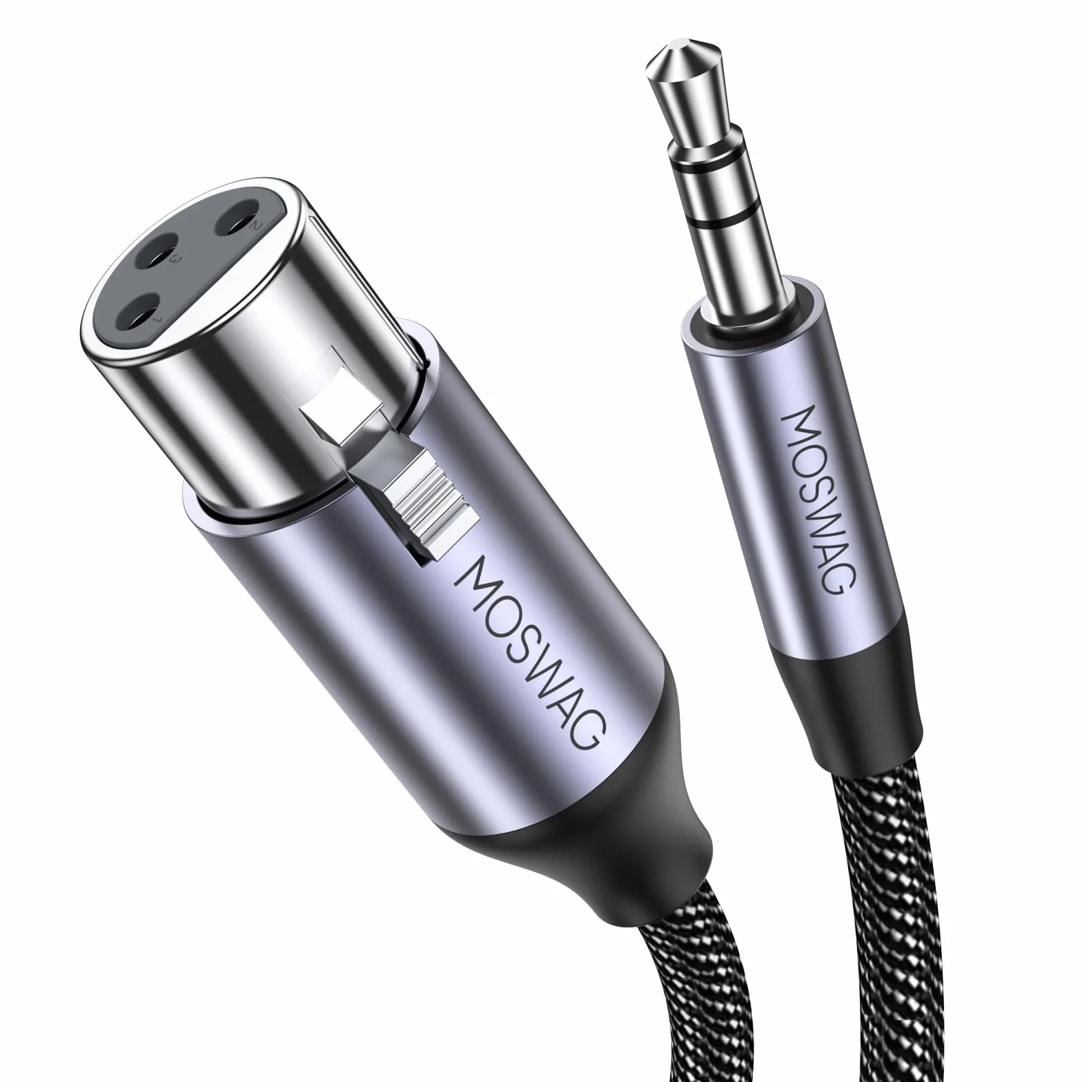 MOSWAG XLR (żeński) na jack 3,5 mm, kabel mikrofonowy 3,5 mm TRS do XLR, żeński 3-pinowy kabel mikrofonowy kompatybilny z głośnikami, mikrofonem (2 m)