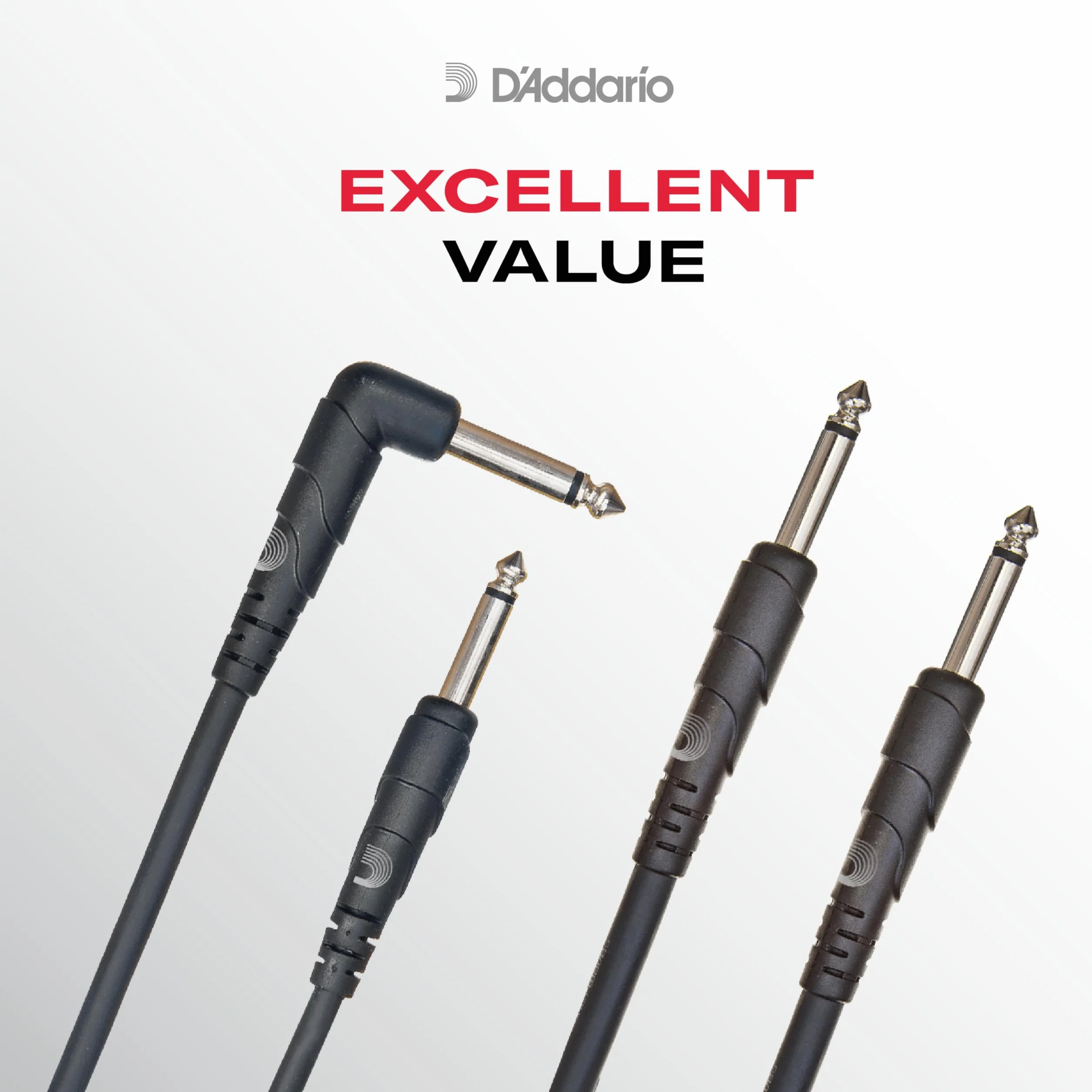 D'Addario Kabel gitarowy - przewód gitarowy - 1/4 cala męski do 1/4 cala męski - seria klasyczna - 10 stóp/3,05 m - prosty koniec/kąt prosty - 1 opakowanie
