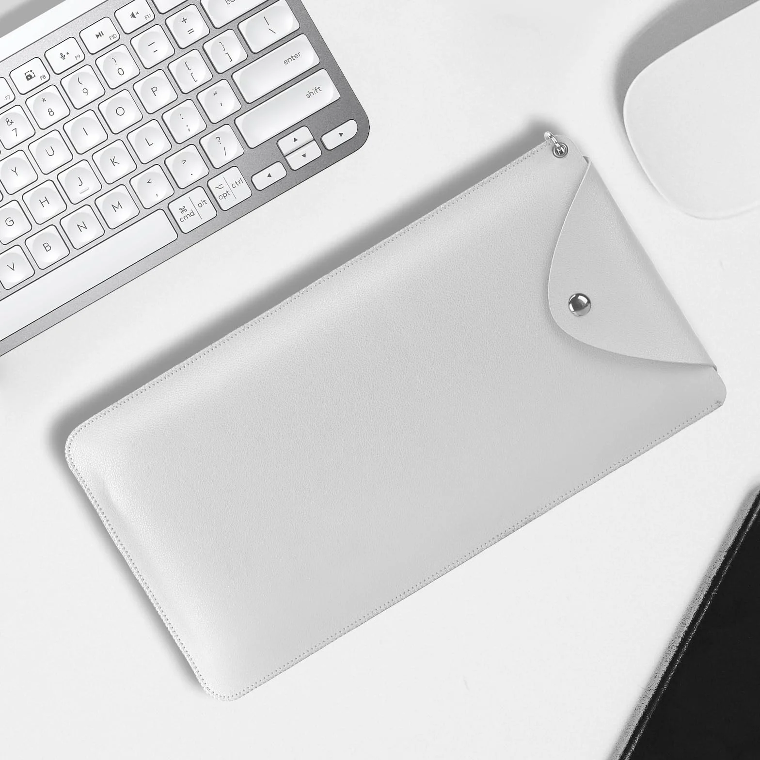 Geekria pokrowiec na klawiaturę, kompatybilny z Logitech MX Keys Mini/Mini do Mac/Pebble Keys 2 K380s, ochronna torba podróżna z wegańskiej skóry (jasnoszary)
