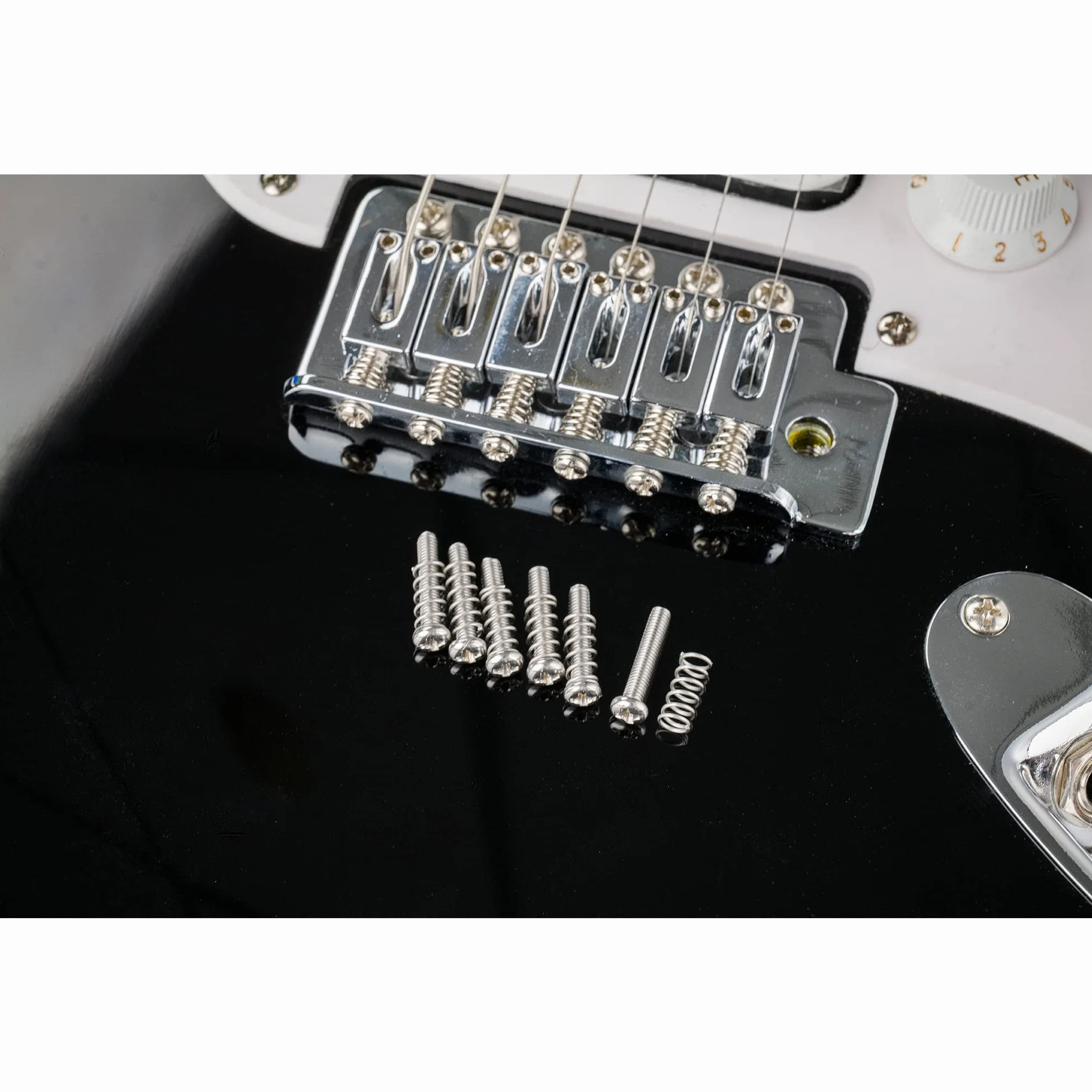 Musiclily Pro Metryczna M3X16mm Stal Nierdzewna Siodełko Intonacja Śruby i Sprężyny do Mostka Tremolo Gitary Elektrycznej Import Strat Style, Oryginalny Kolor (6 szt.)