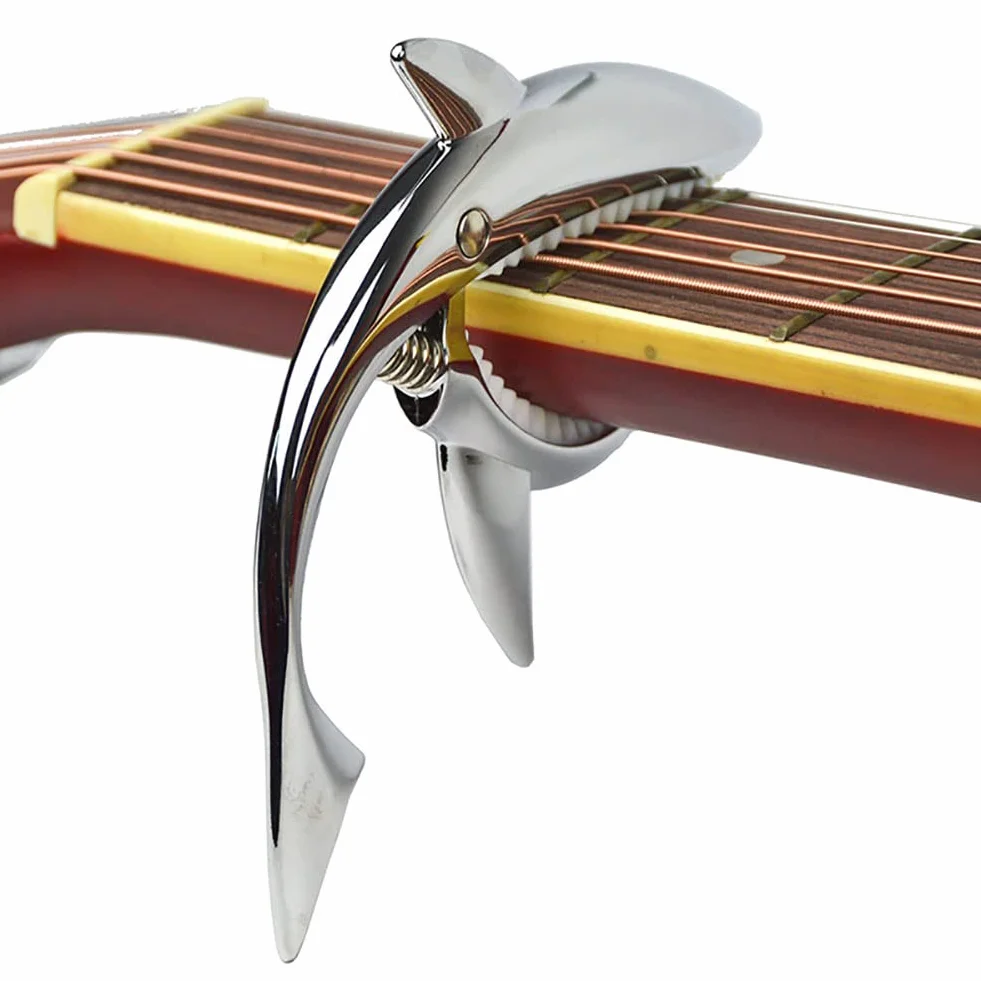 Alnicov Gitara Capo Shark Capo Stop cynku Tone Clip do elektrycznej akustycznej gitary koncertowej ukulele (czarna)