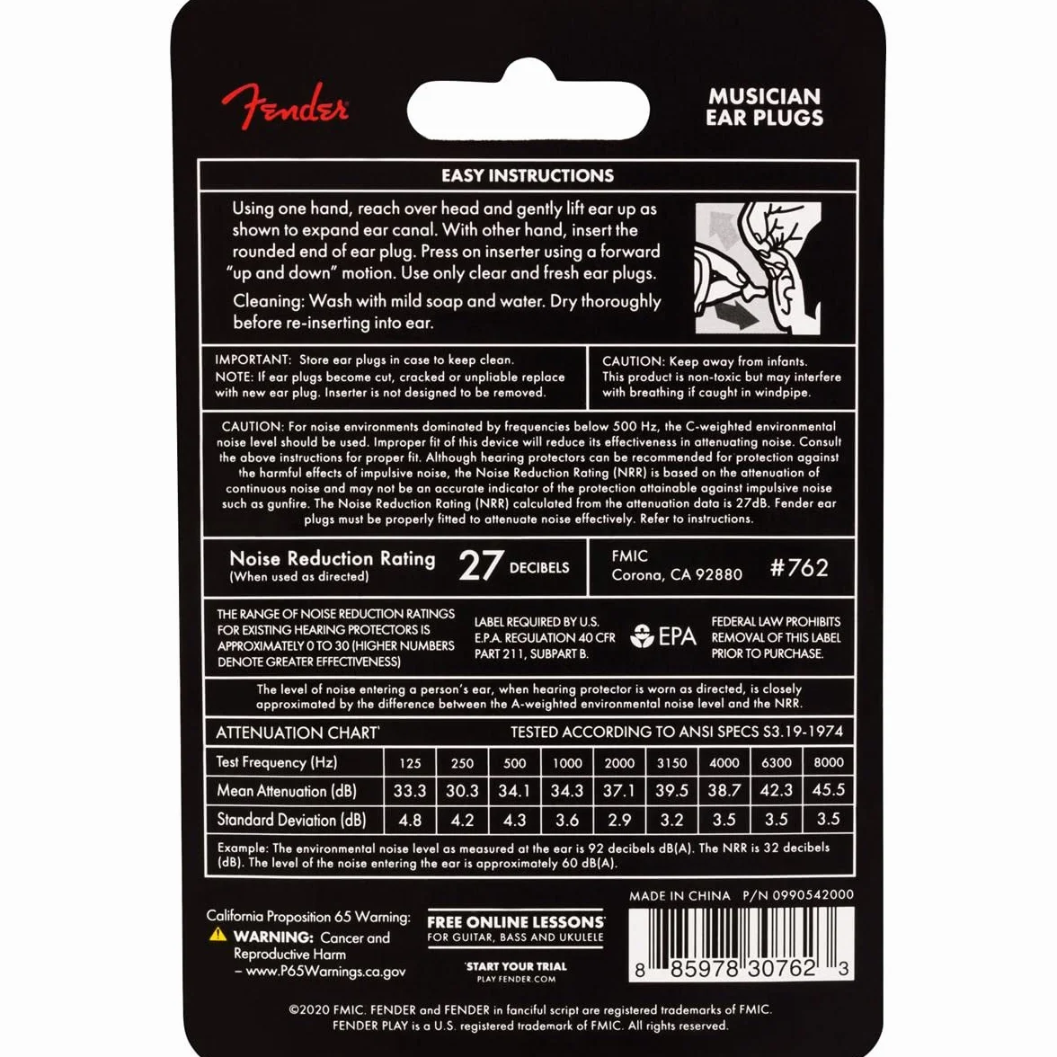 Fender Musician EarPlugs/Muzyk nauszniki 1 para