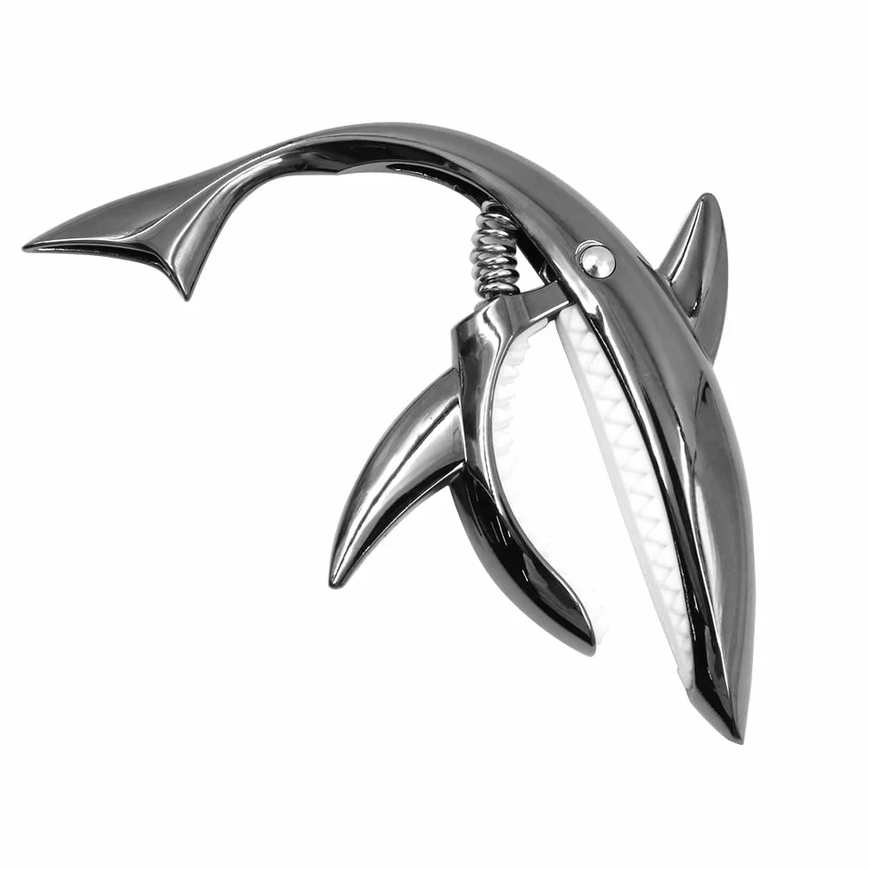 Alnicov Gitara Capo Shark Capo Stop cynku Tone Clip do elektrycznej akustycznej gitary koncertowej ukulele (czarna)