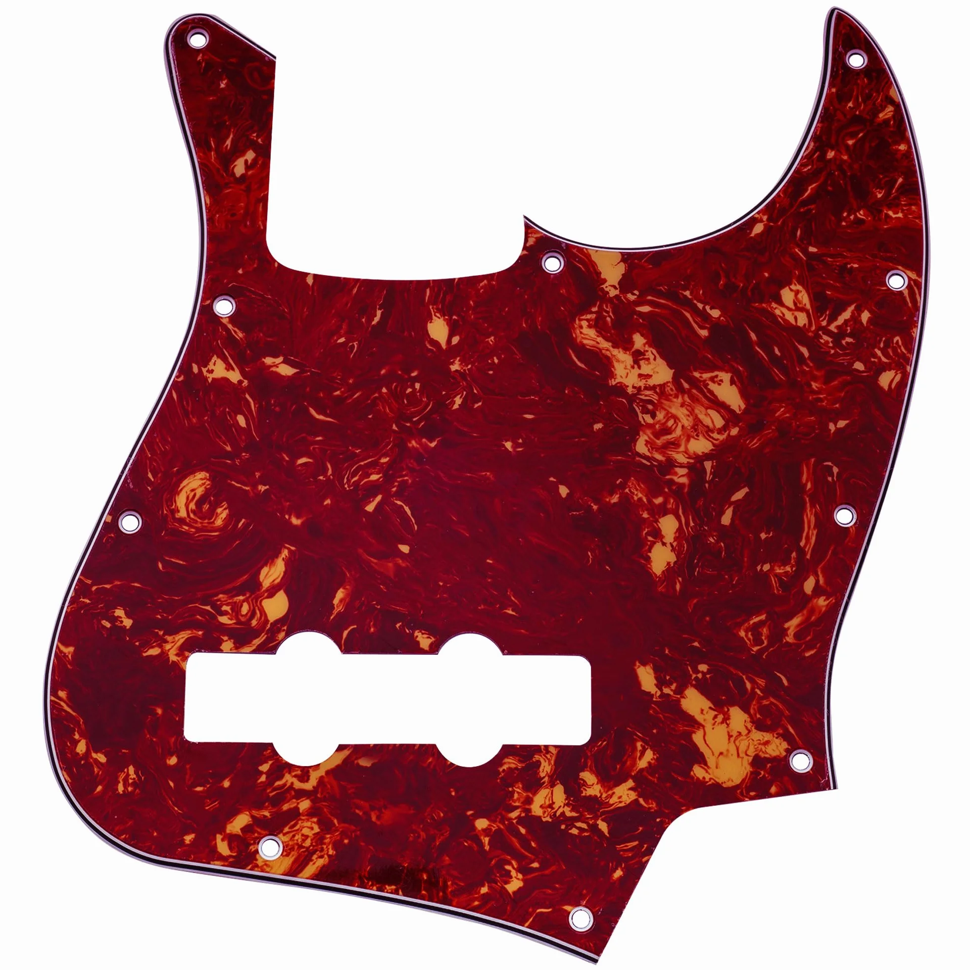Musiclily 10 Otworów Jazz Bass Pickguard Płyta Maskownica do 4-strunowy Fender American/Mexican Standard Jazz Bass, 4-warstwowy Vintage Tortoise