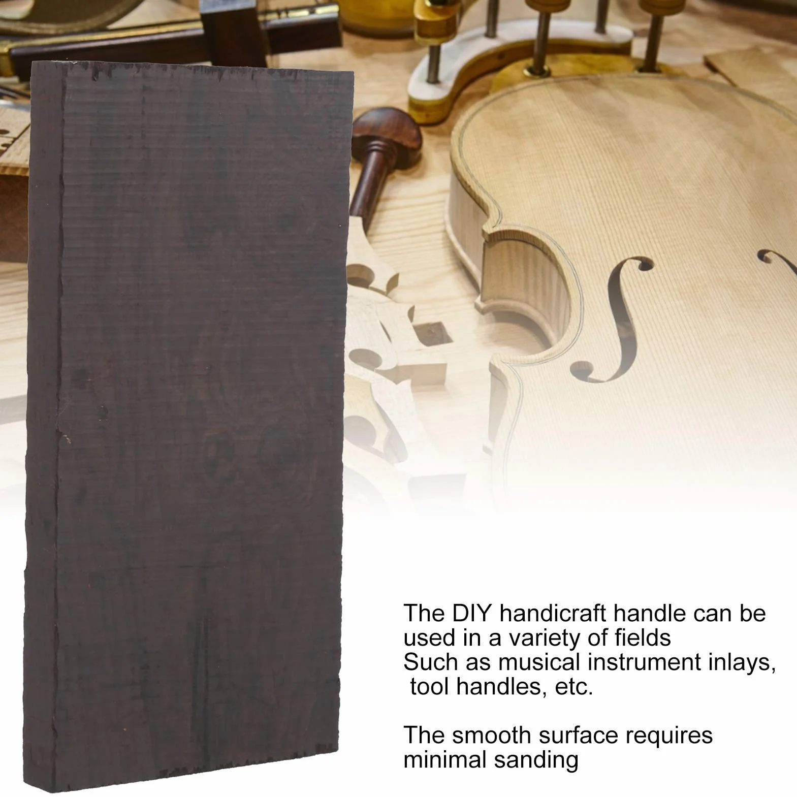 Czarny Heban Drewno Drewno DIY Rękojeść Rękodzieła 70x50x20mm / 120x60x10mm Akcesoria do Instrumentów Muzycznych(120 * 60 * 10mm)
