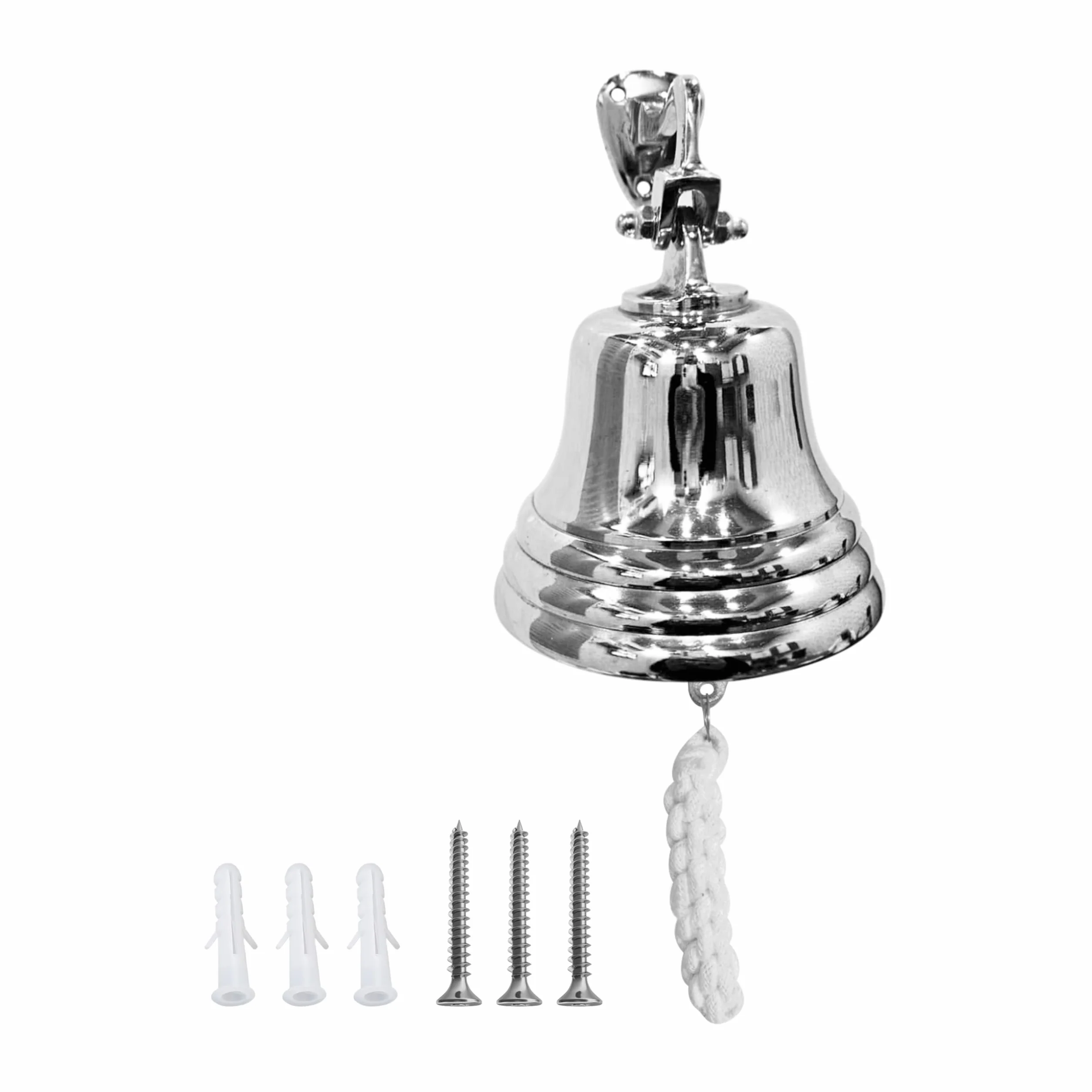ARSUK Aluminiowy dzwonek okrętowy (7 cm) - dzwonek ostatniego zamówienia z liną, morski wiszący do domu, drzwi, baru, pubu lub łodzi, morski wystrój vintage, głośny i czysty dźwięk
