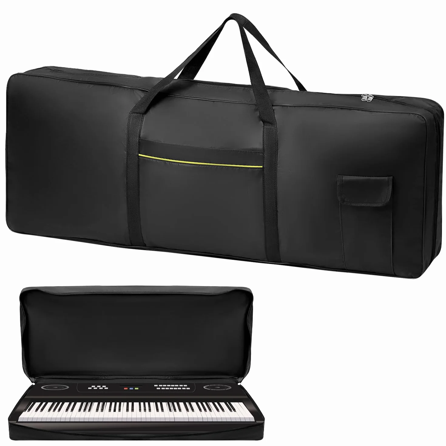 QWORK 61-klawiszowa obudowa klawiatury, 600D Oxford 100x39x13cm przenośna torba na pianino z kieszeniami zewnętrznymi