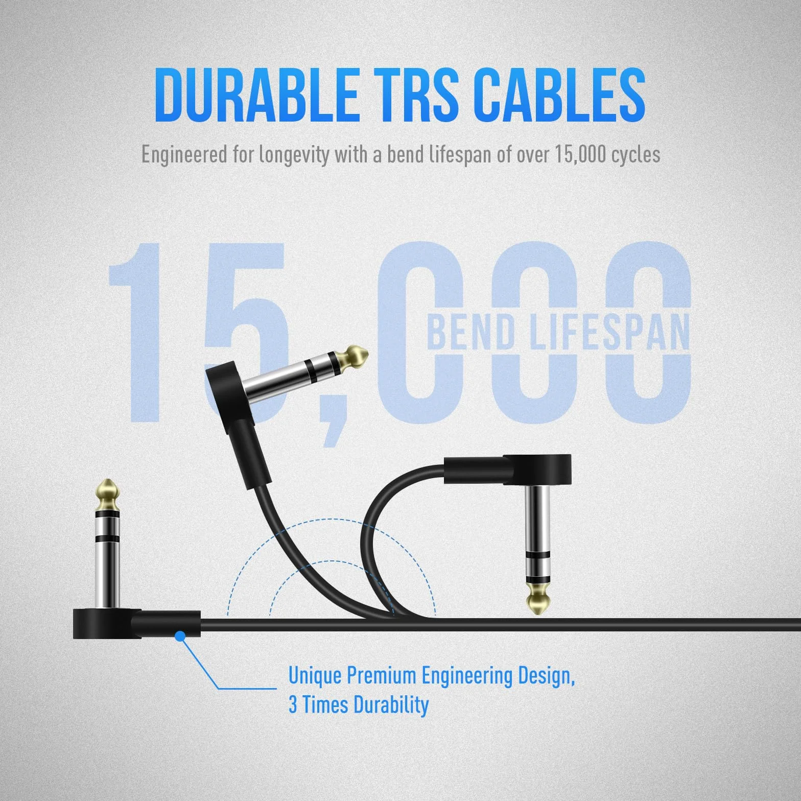 TRS Guitar Patch Cable 1/4 cala Right Angle Effect Cord, Noise Free Board Patch Cables, Low Profile Stereo TRS Effect Patch Cords for Pedals