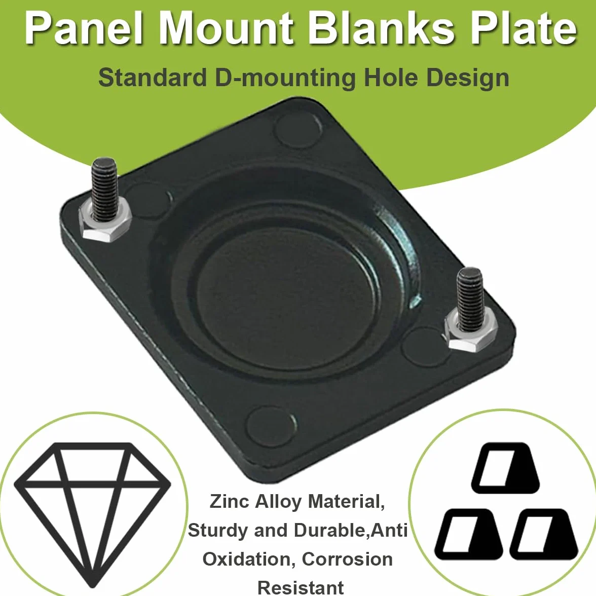 Xiatiaosann 10 sztuk XLR Panel Mount Blank Plate, Seria D Rack Mount Plate Stop cynkowy czarny z wgłębieniem i nakrętką, do złącza podwozia, XLR Connector