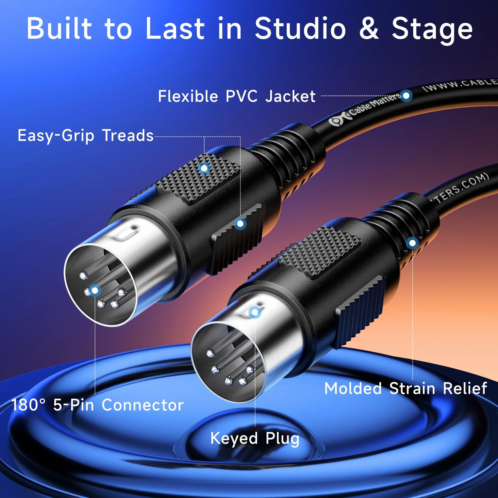 Cable Matters 2-pak 5-pinowy kabel DIN MIDI, 5-pinowy kabel MIDI - 1,8 m