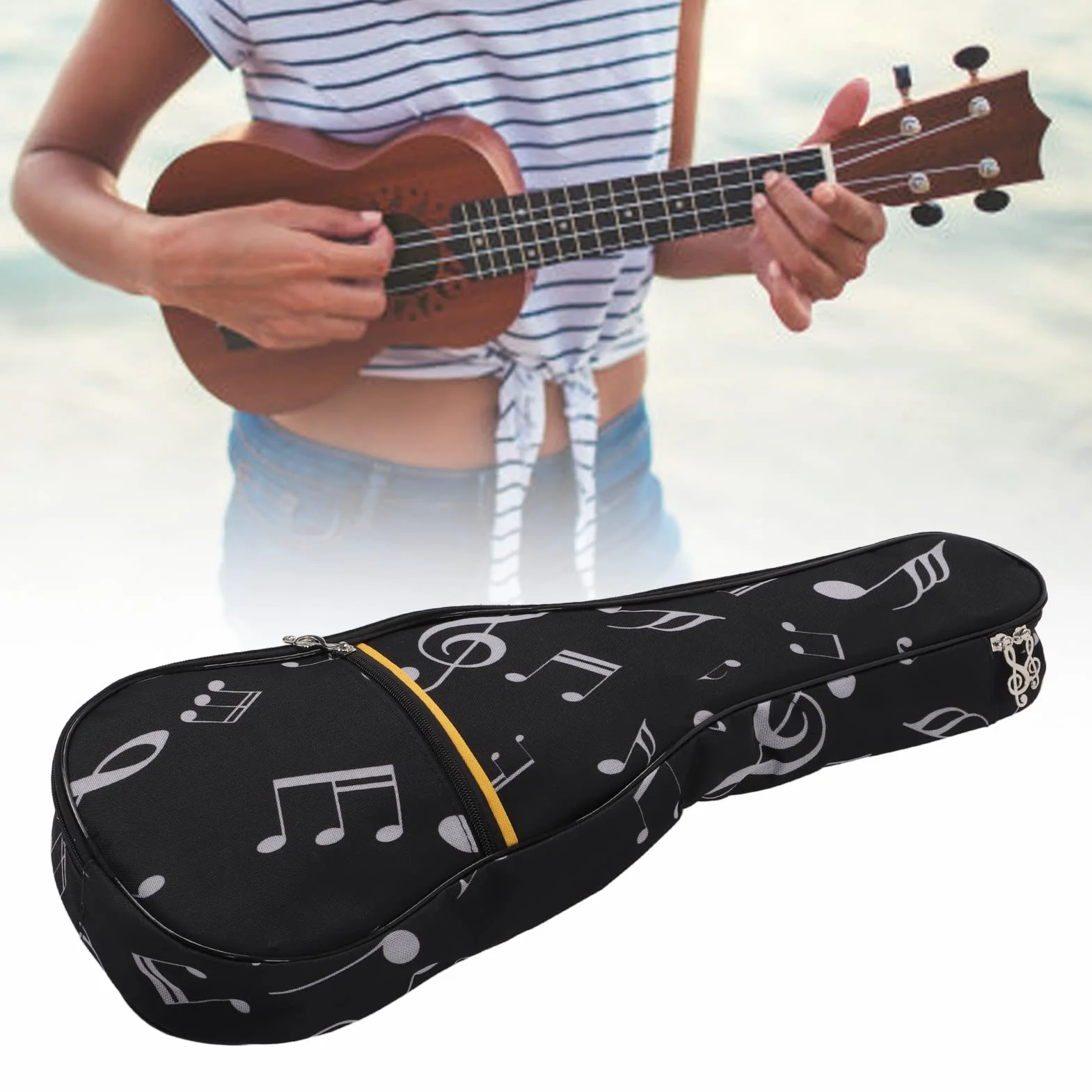 Koncertowe etui na ukulele, wodoodporny regulowany pasek na ramię z kieszenią, torba na gitarę dla dzieci do podróży na świeżym powietrzu