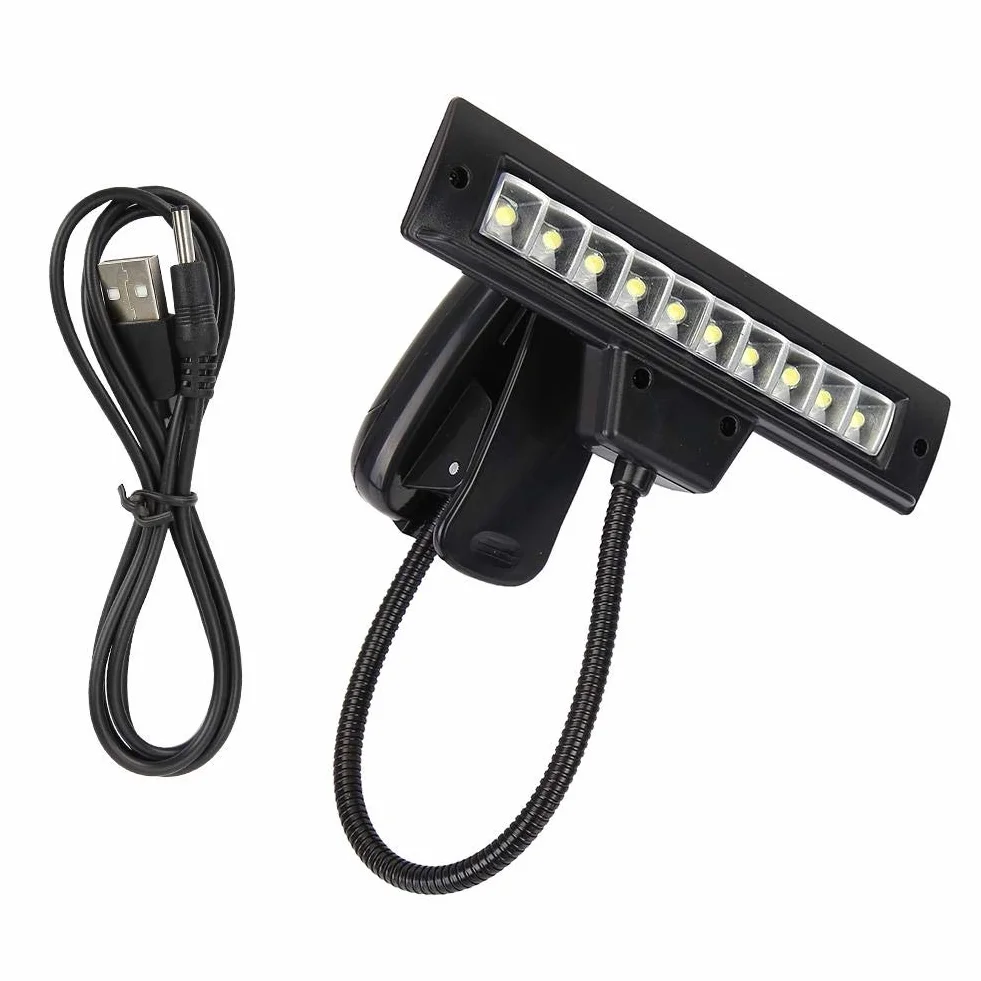 Regulowany klips do stojaka muzycznego, elastyczna lampa LED do uniwersalnego akcesorium instrumentalnego, trwała konstrukcja zaciskowa do fortepianu, orkiestry, biurka, domu, szkoły