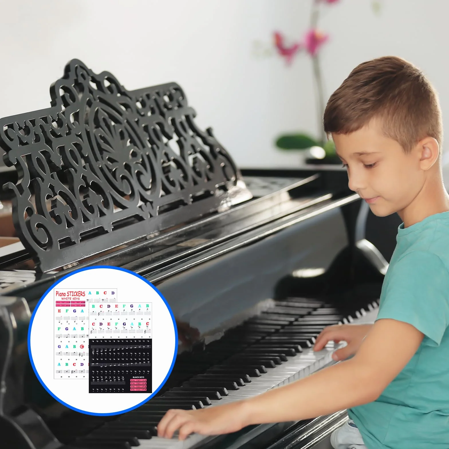 Naklejki na klawiaturę fortepianową, z nutami 88/61/54/49, możliwość usunięcia klawiszy, pianina, kolorowe naklejki fortepianowe, klawiaturę, akcesoria do keyboardu, fortepianu, nauki dla