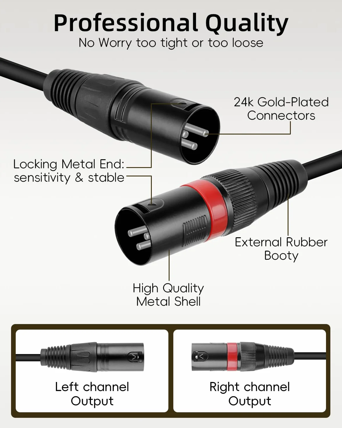 GELRHONR Męski kabel audio USB C na podwójny XLR, 3,3 m m XLR kabel zasilający stereo typu C do wzmacniacza mocy, głośnika, miksera audio i innych
