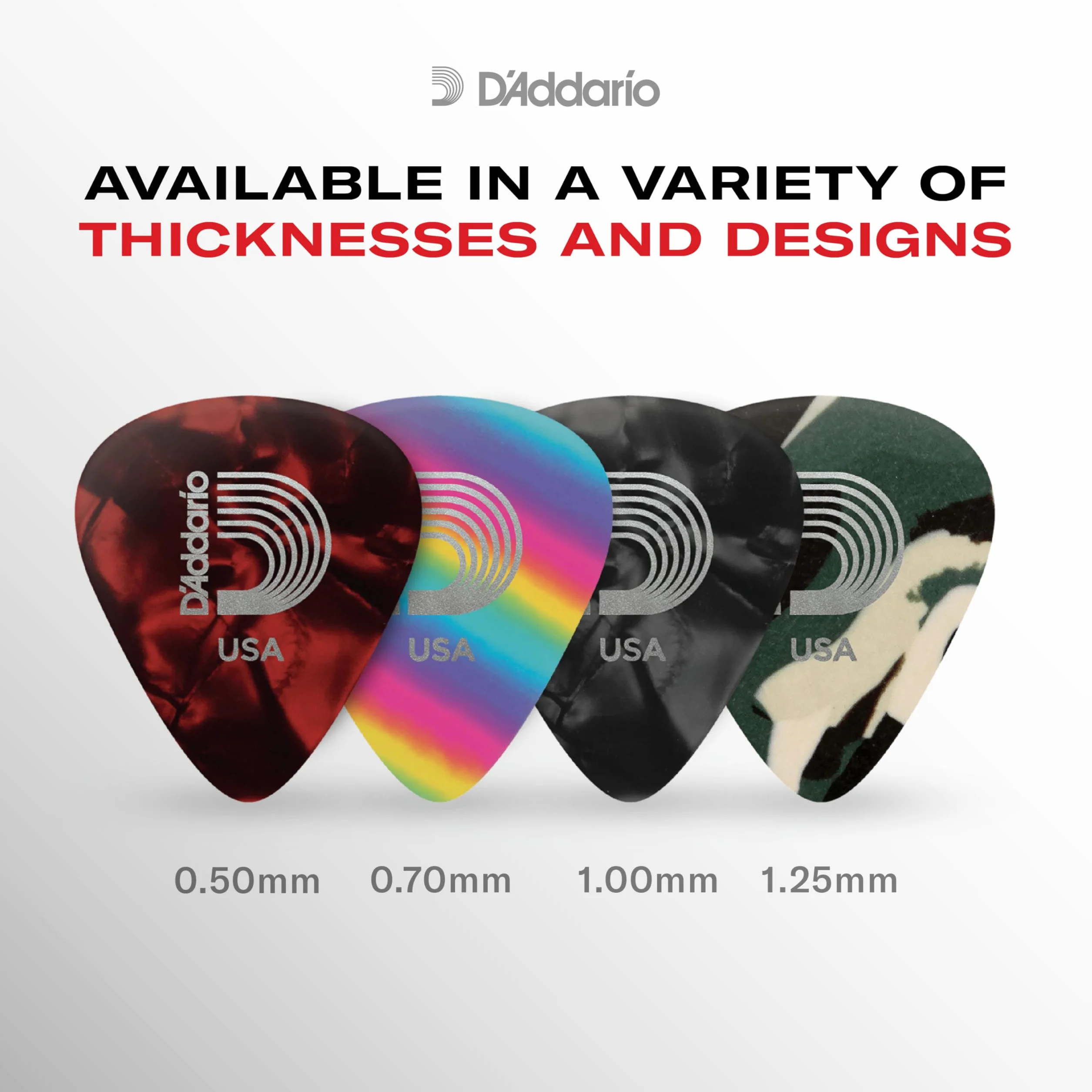 D'Addario Picks Celluloid 0,7 mm medium, 1CAP4-10 - Zestaw kostek