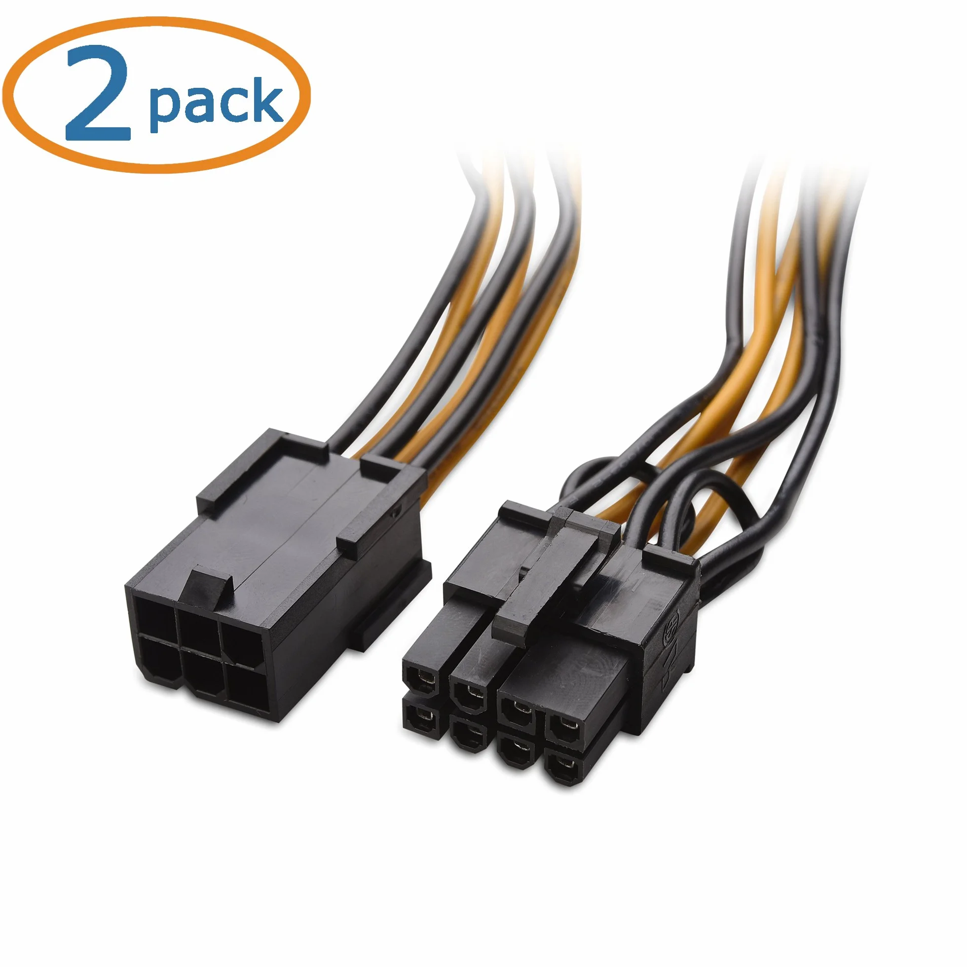 Cable Matters (zestaw 2 szt.) 6-pinowy adapter PCIe na 8-pinowy kabel zasilający PCIe - 10cm