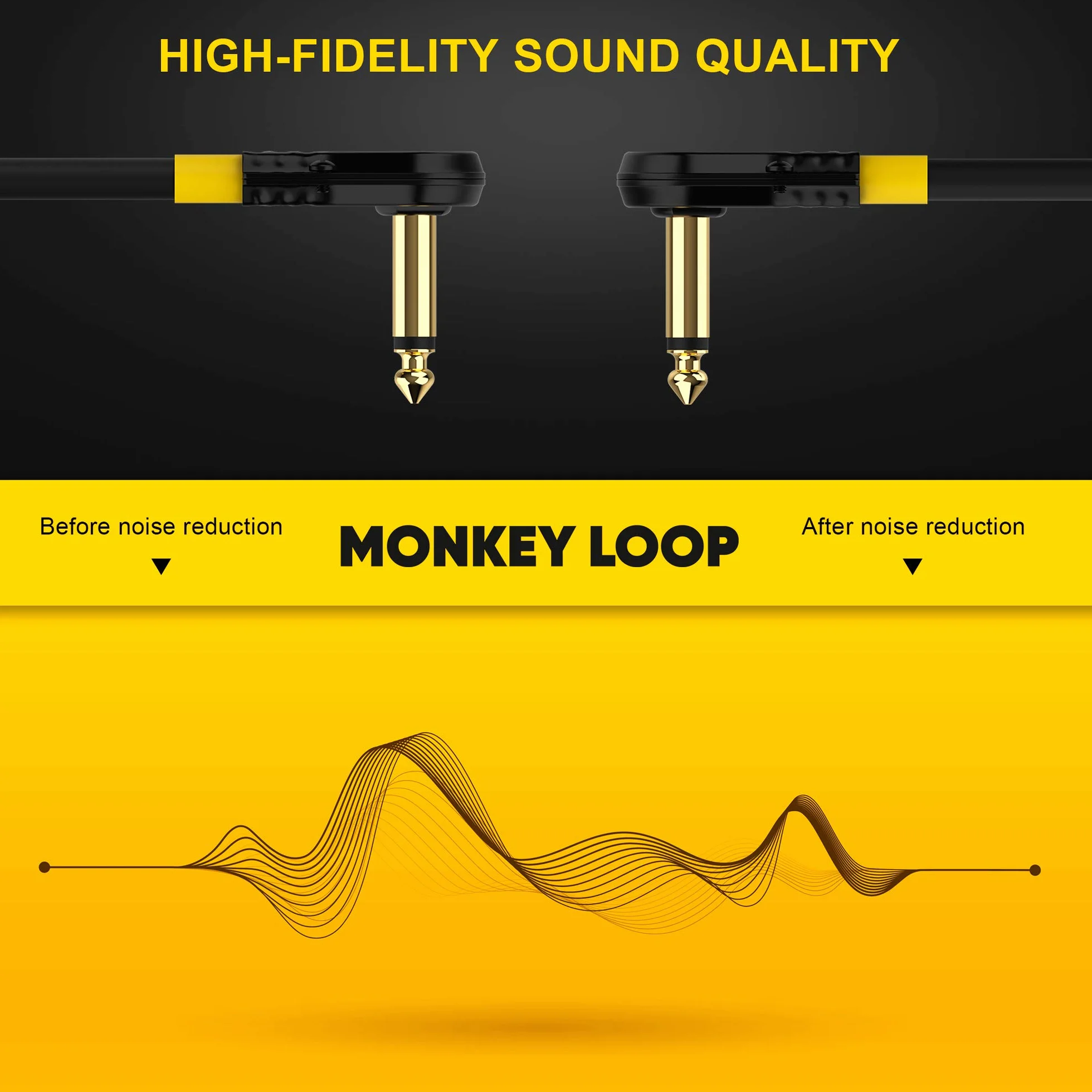 Monkey Loop Pro Link Pedal Guitar Patch Cable 15 cm Jack Acodado a Jack Acodado
