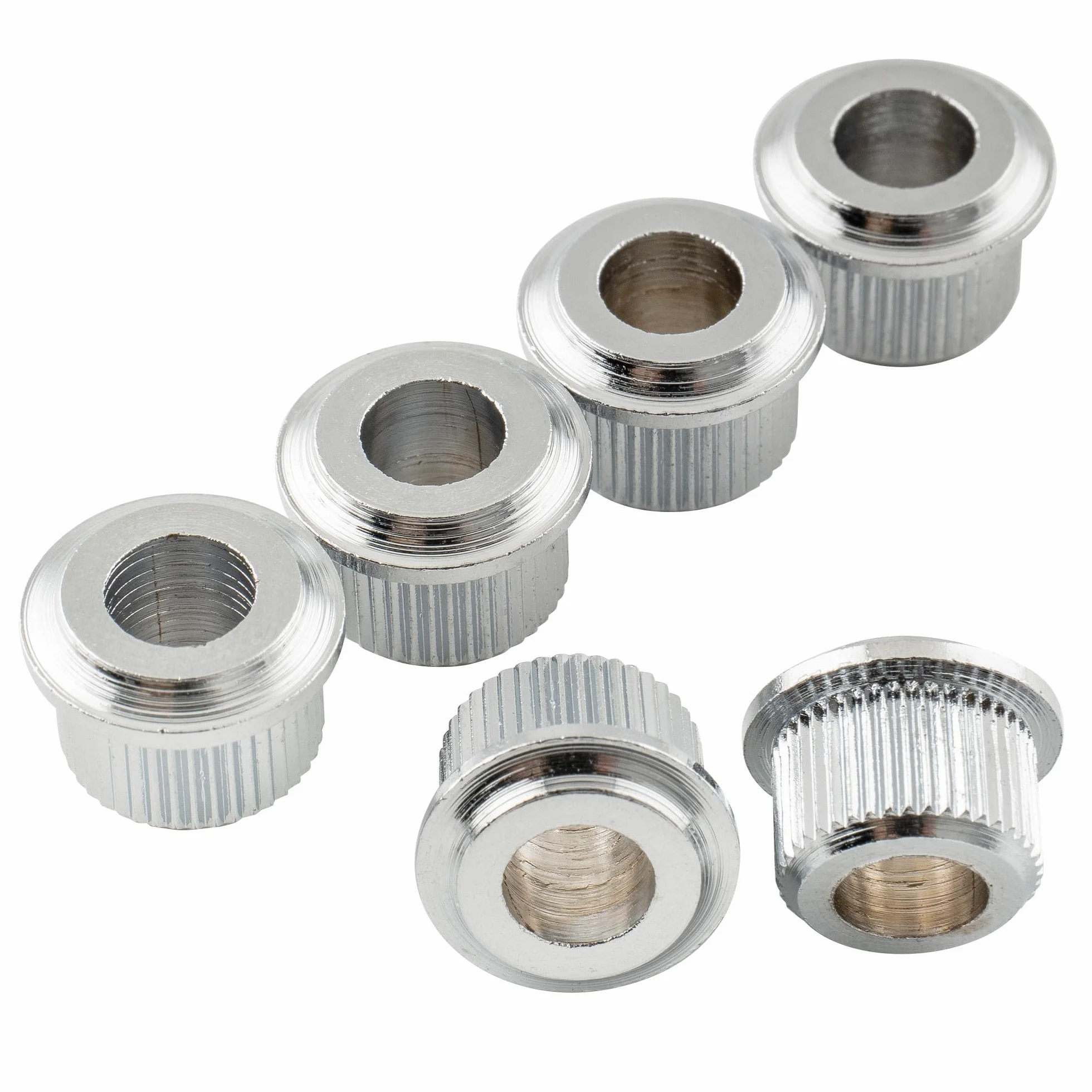 Musiclily Pro Metalowy Vintage/Nowoczesny 6mm do 10mm Redukcje do Kluczy, Chrom(6 szt.)