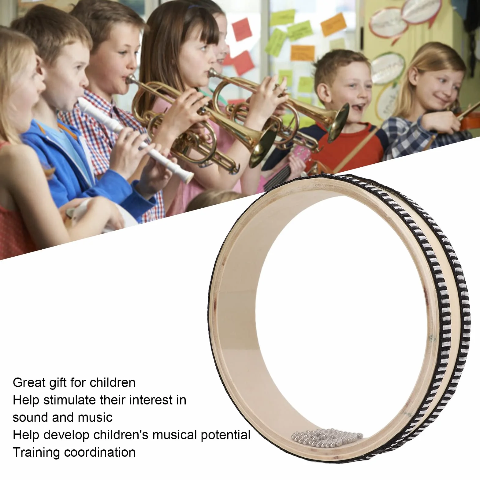 Bęben oceaniczny, 6,1 cala Mały przenośny bęben morski Wave Bead bęben ręczny z powłoką z drewna klonowego Bęben oceaniczny Sea Sound Drum Instrument muzyczny Perkusja dla