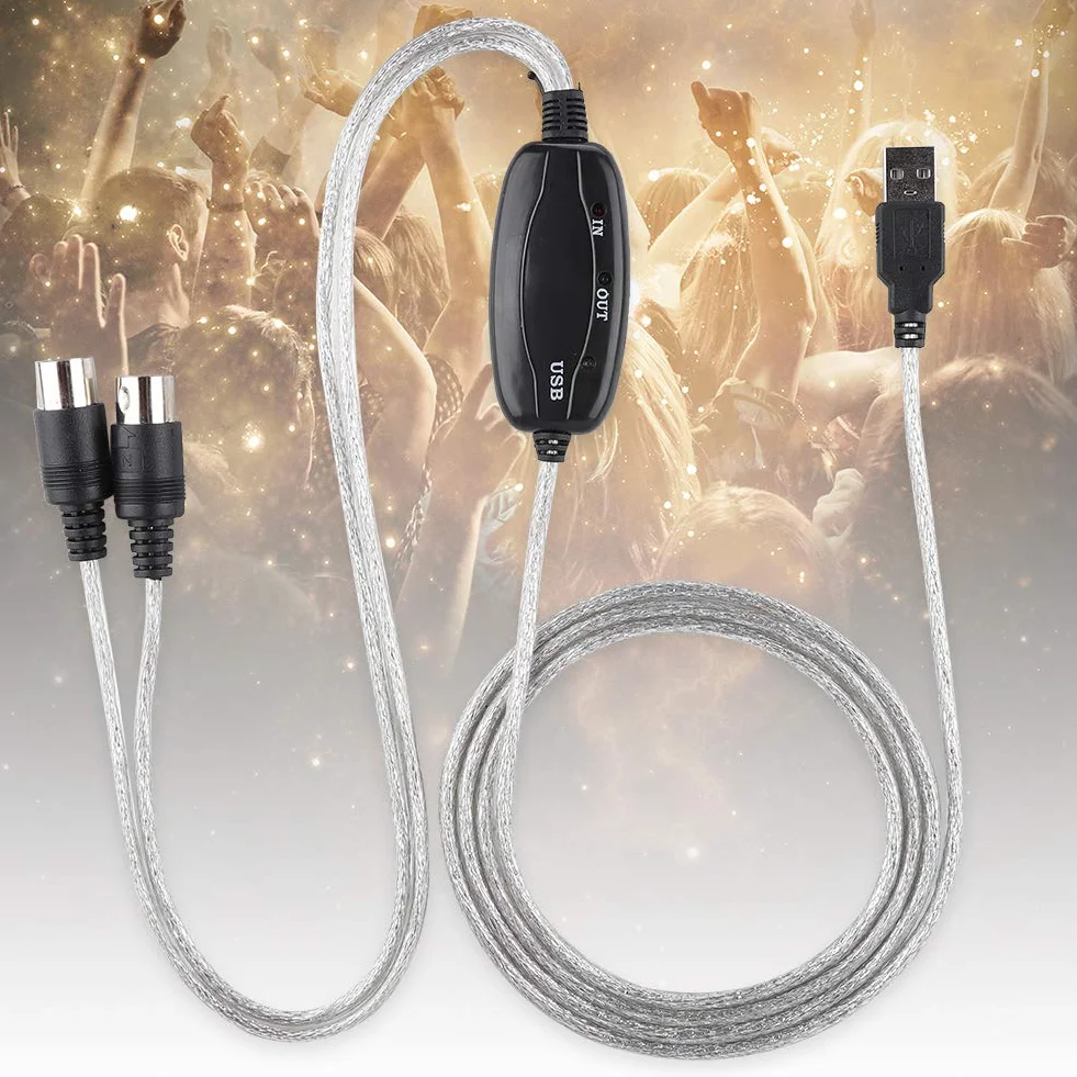 Kabel USB Midi Kabel USB Midi Kabel Midi na USB Konwerter Interfejsu Midi Przewód Przejściowy Klawiatura Linia do Edycji Muzyki