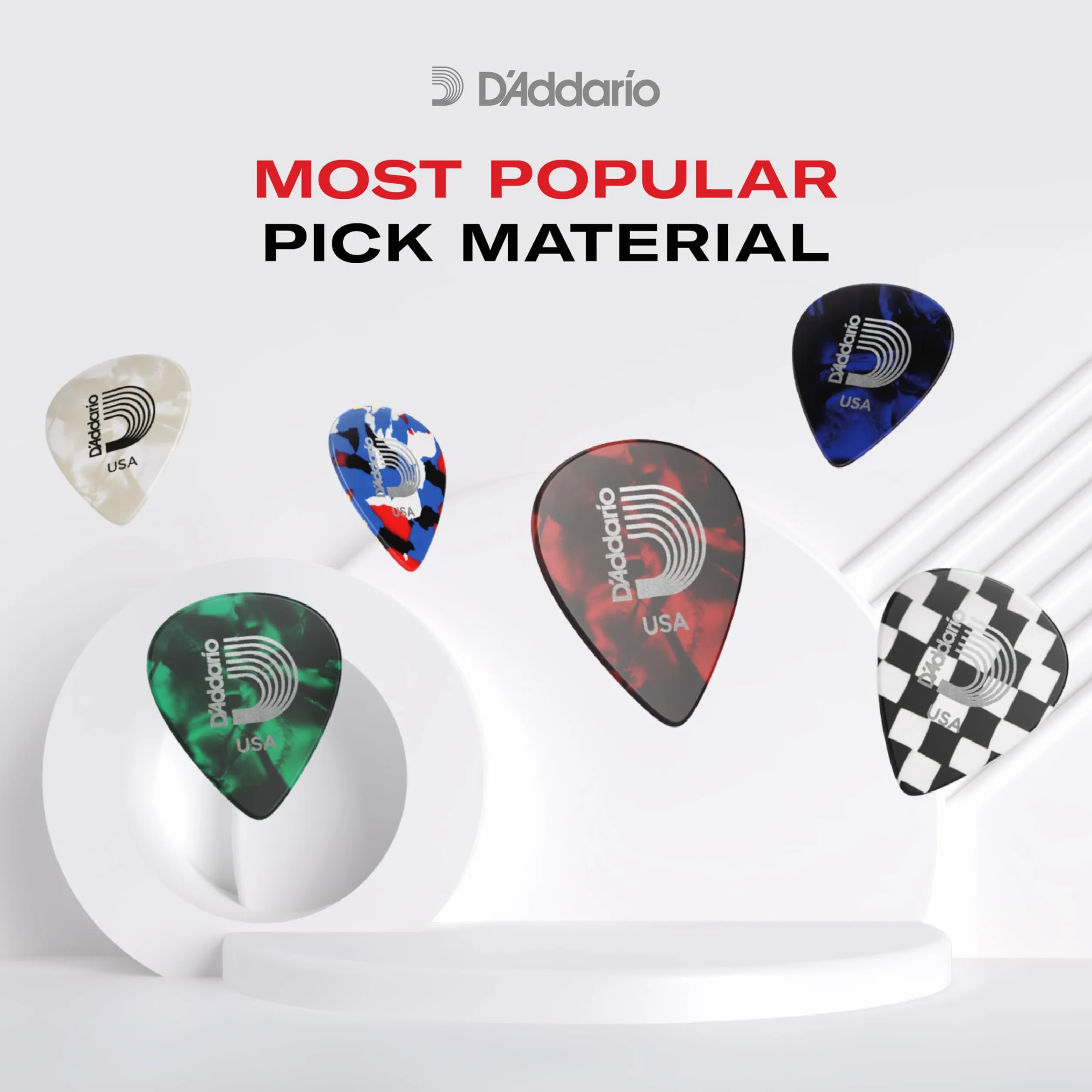 D'Addario Picks Celluloid 0,7 mm medium, 1CAP4-10 - Zestaw kostek