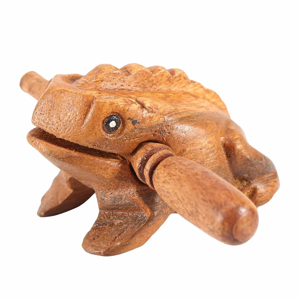 Drewniana Żaba Guiro Rasp Tajlandia Ręcznie Rzeźbiona Drewniana Żaba Guyro Rasp Pazury Zabawka Instrument Muzyczny Glina Blok Naturalne Wykończenie 5 Rozmiarów # 1