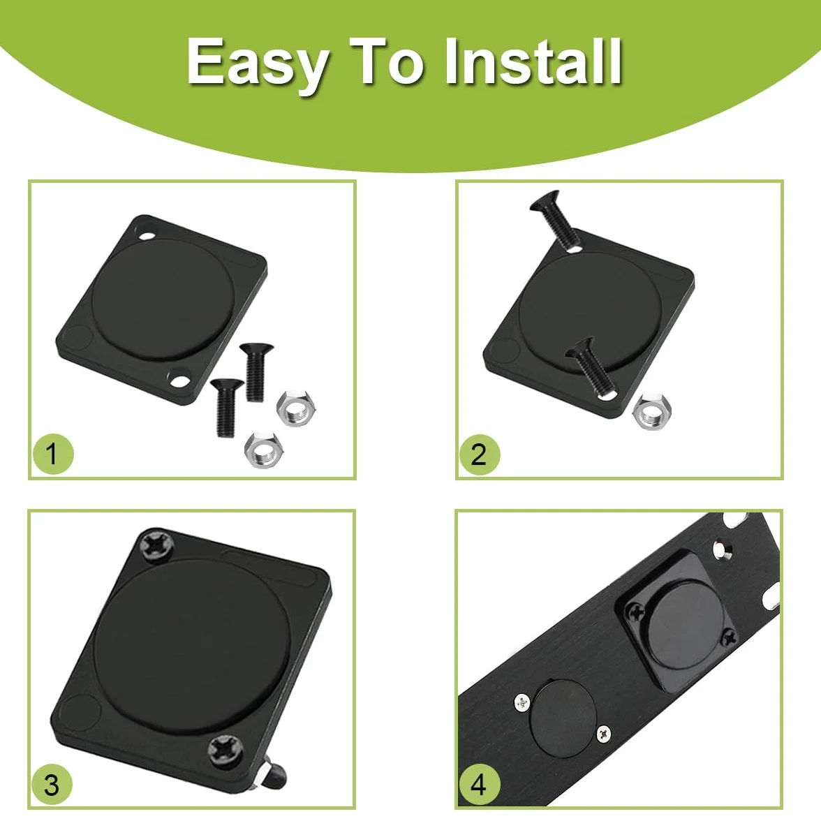 Xiatiaosann 10 sztuk XLR Panel Mount Blank Plate, Seria D Rack Mount Plate Stop cynkowy czarny z wgłębieniem i nakrętką, do złącza podwozia, XLR Connector