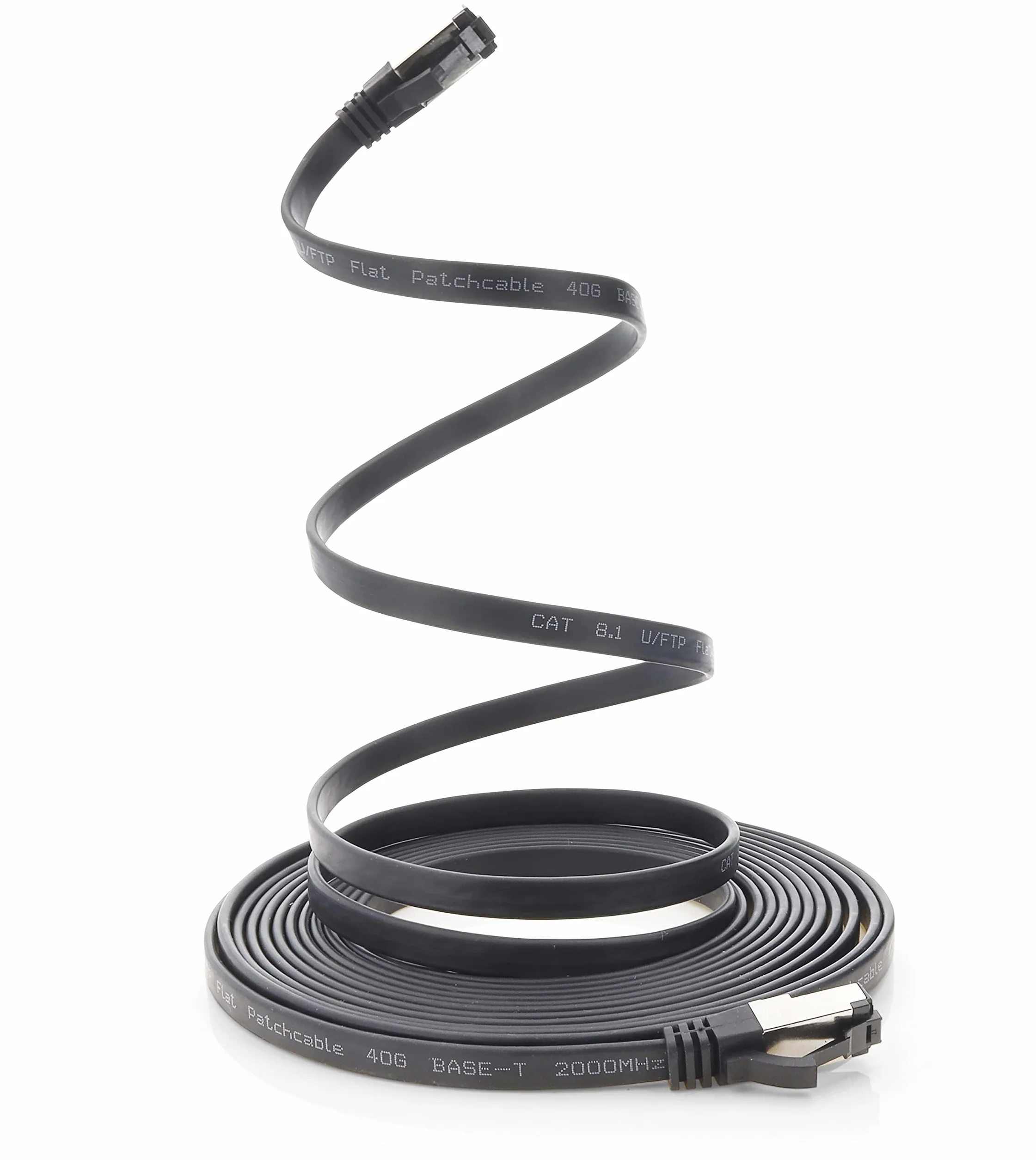 3,0 m Cat 8 kabel krosowy płaski czarny 40 Gigabit kabel sieciowy Ethernet LAN kabel 40 Gbits 2000 MHz kabel krosowy Cat8 kabel LSZH TPE PIMF Rj45 wtyczka 1 sztuka - 3,0 m
