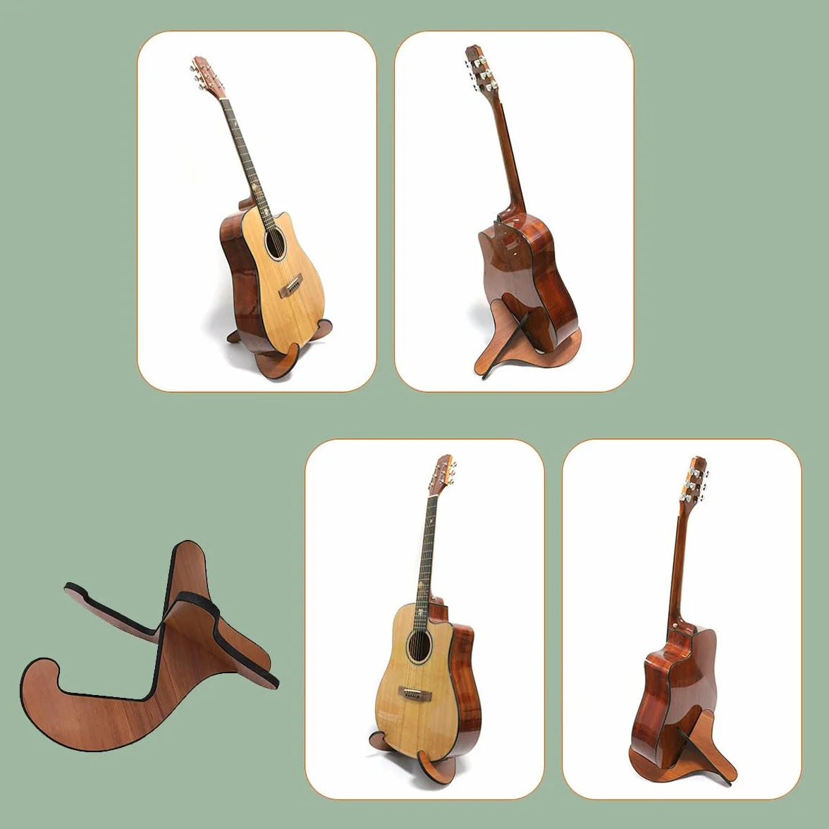 Drewniany stojak na gitarę, przenośny i składany, z miękką ochroną, do gitary klasycznej i basowej