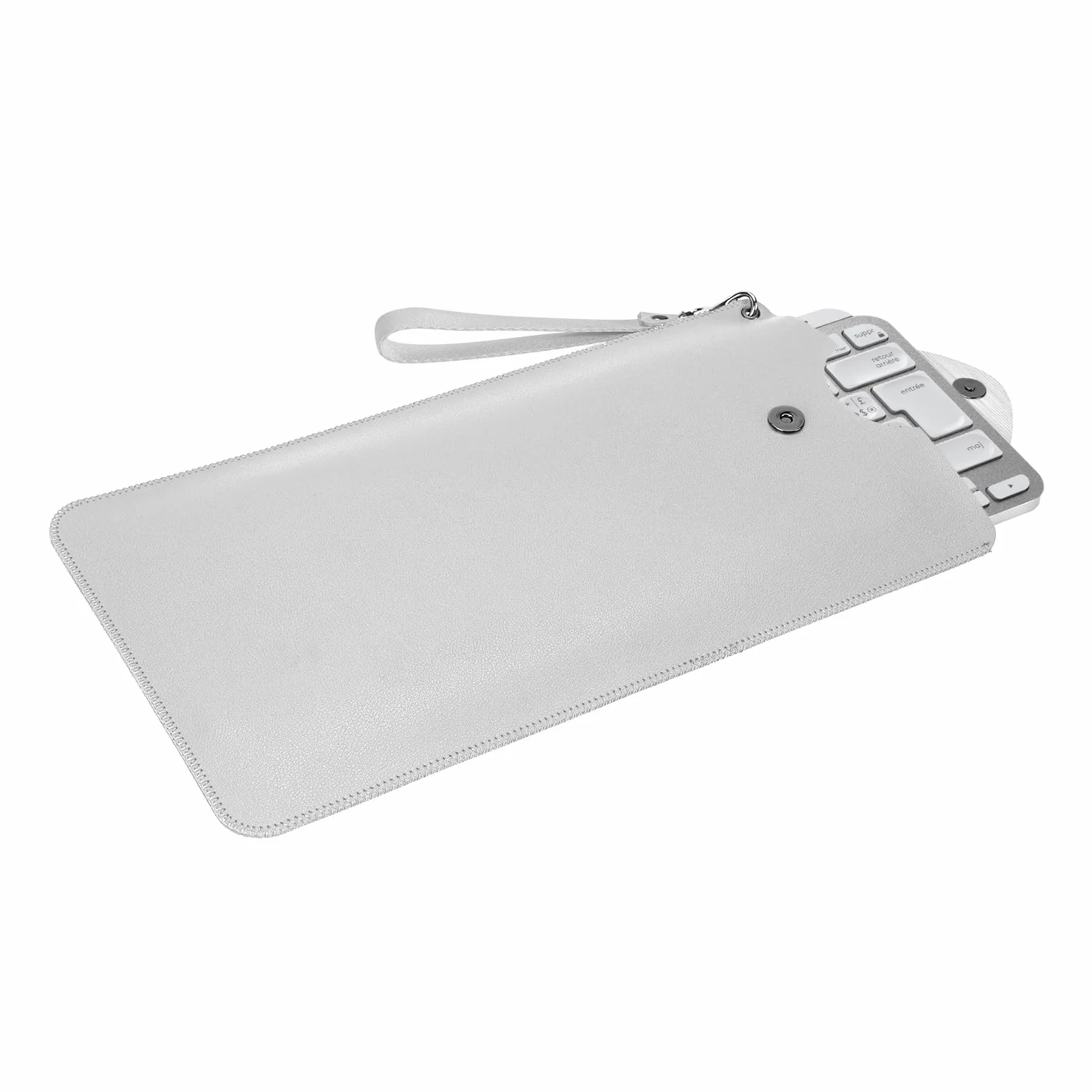 Geekria pokrowiec na klawiaturę, kompatybilny z Logitech MX Keys Mini/Mini do Mac/Pebble Keys 2 K380s, ochronna torba podróżna z wegańskiej skóry (jasnoszary)
