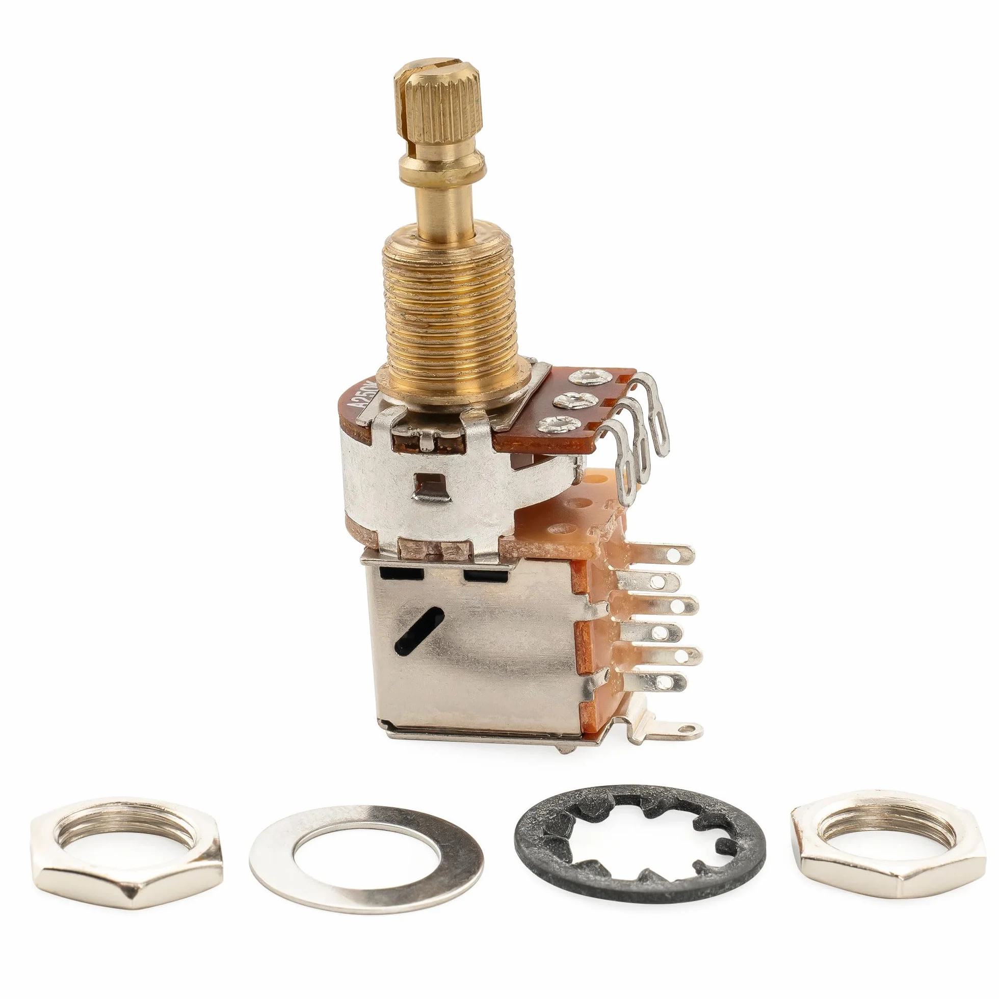 Musiclily Pro A250K Potencjometr Push-Pull Mosiężny Split Standard Shaft 3/8 cala Audio Pot do Gitary Elektrycznej Basowej