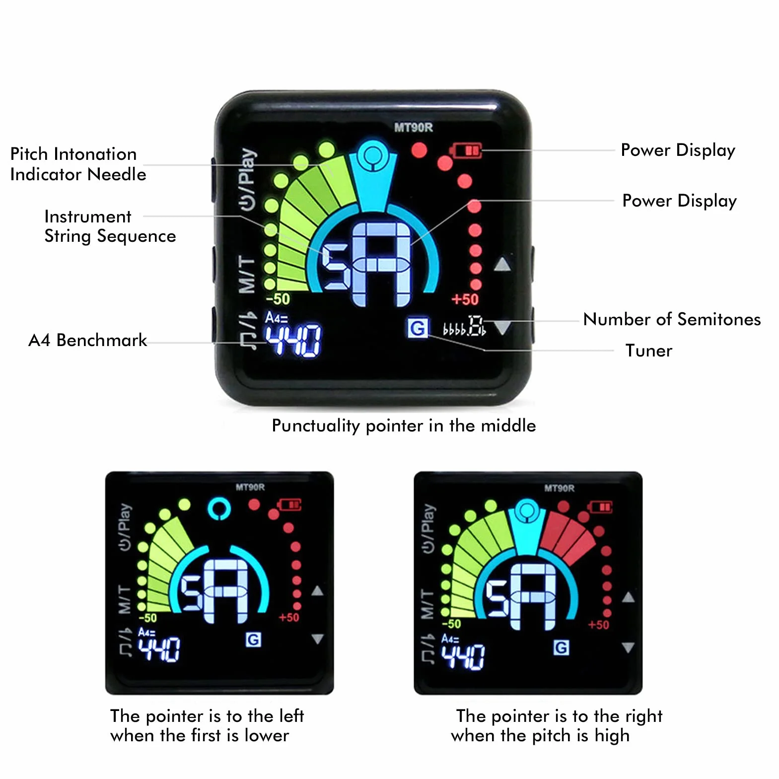 Tuner Gitarowy Clip On Tuner Metronomu 2 w 1 Akumulator Tuning do Gitary Basowej Ukulele Skrzypce Banjo