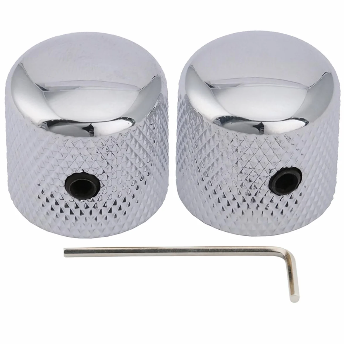 Musiclily Pro 6mm Stalowy Gałka Dome na śrubkę do Gitary Elektrycznej Telecaster i Basowej, Chrom(2 szt.)