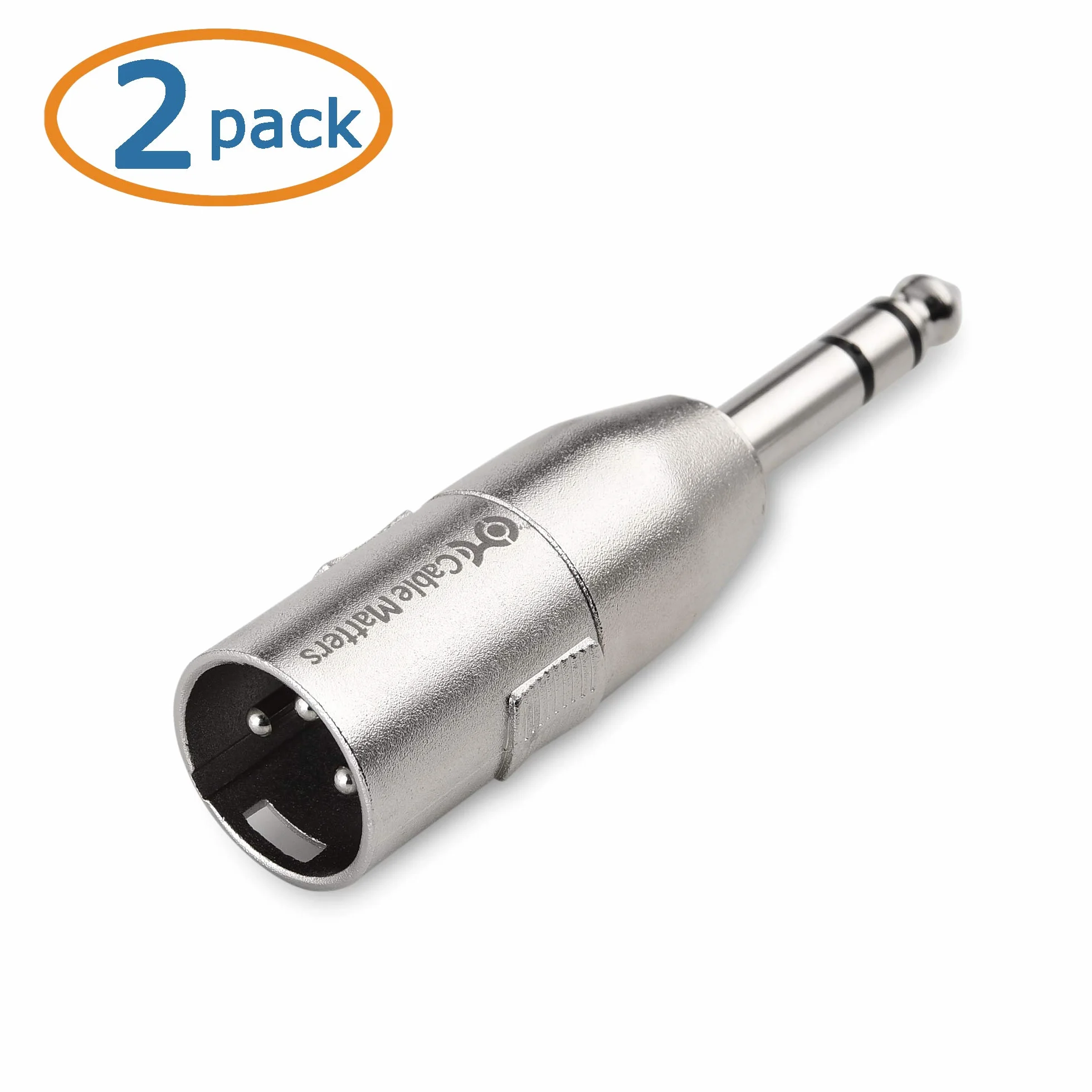 Cable Matters 2-Pack 6,35 mm 1/4 Zoll TRS auf XLR Adapter - männlich auf männlich