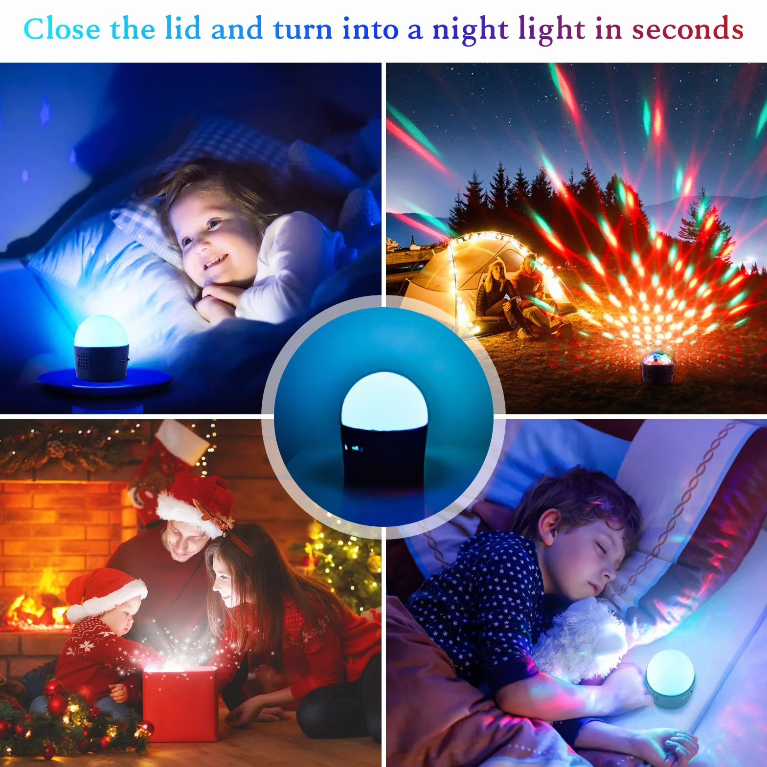 SEBRUANC mini kula dyskotekowa, oświetlenie LED, oświetlenie imprezowe, sterowane muzyką, 380 mAh, USB typu C, dla DJ, światło stroboskopowe z lampką nocną dla dzieci, na imprezy, urodziny, KTV