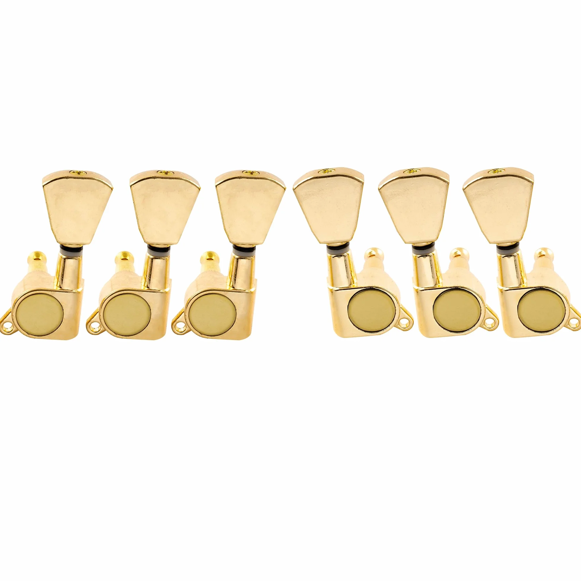 Musiclily Basic 3L+3R Klucze Gitaryowe Tunery Kołki do Strojenia do Gitary Elektrycznej Akustycznej, Złoty z Keystone Guziki