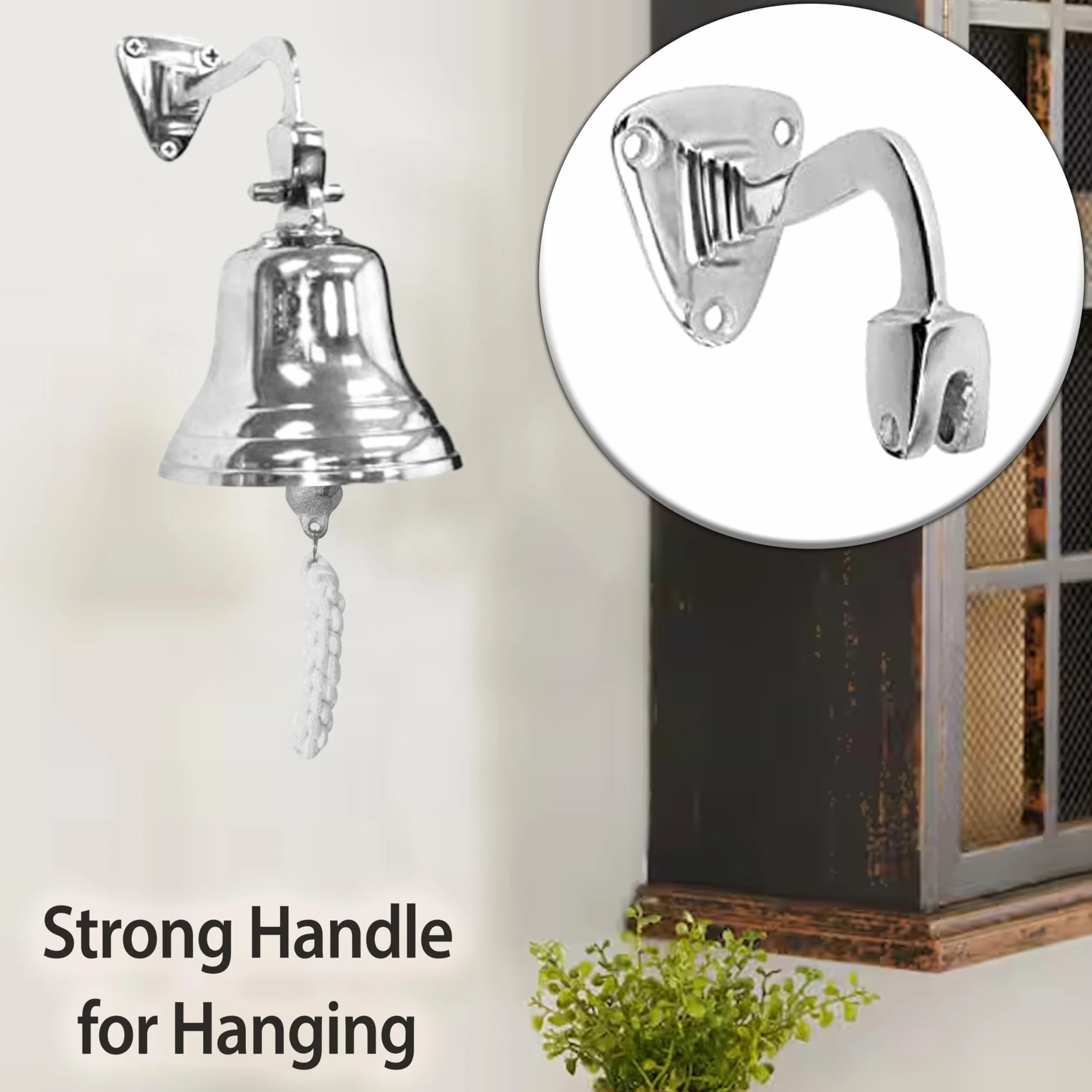 ARSUK Aluminiowy dzwonek okrętowy (7 cm) - dzwonek ostatniego zamówienia z liną, morski wiszący do domu, drzwi, baru, pubu lub łodzi, morski wystrój vintage, głośny i czysty dźwięk