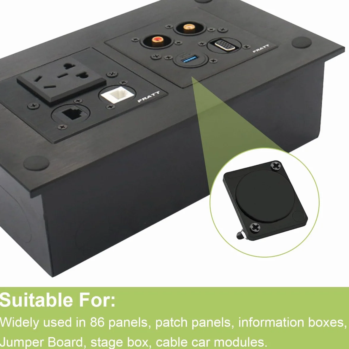 Xiatiaosann 10 sztuk XLR Panel Mount Blank Plate, Seria D Rack Mount Plate Stop cynkowy czarny z wgłębieniem i nakrętką, do złącza podwozia, XLR Connector