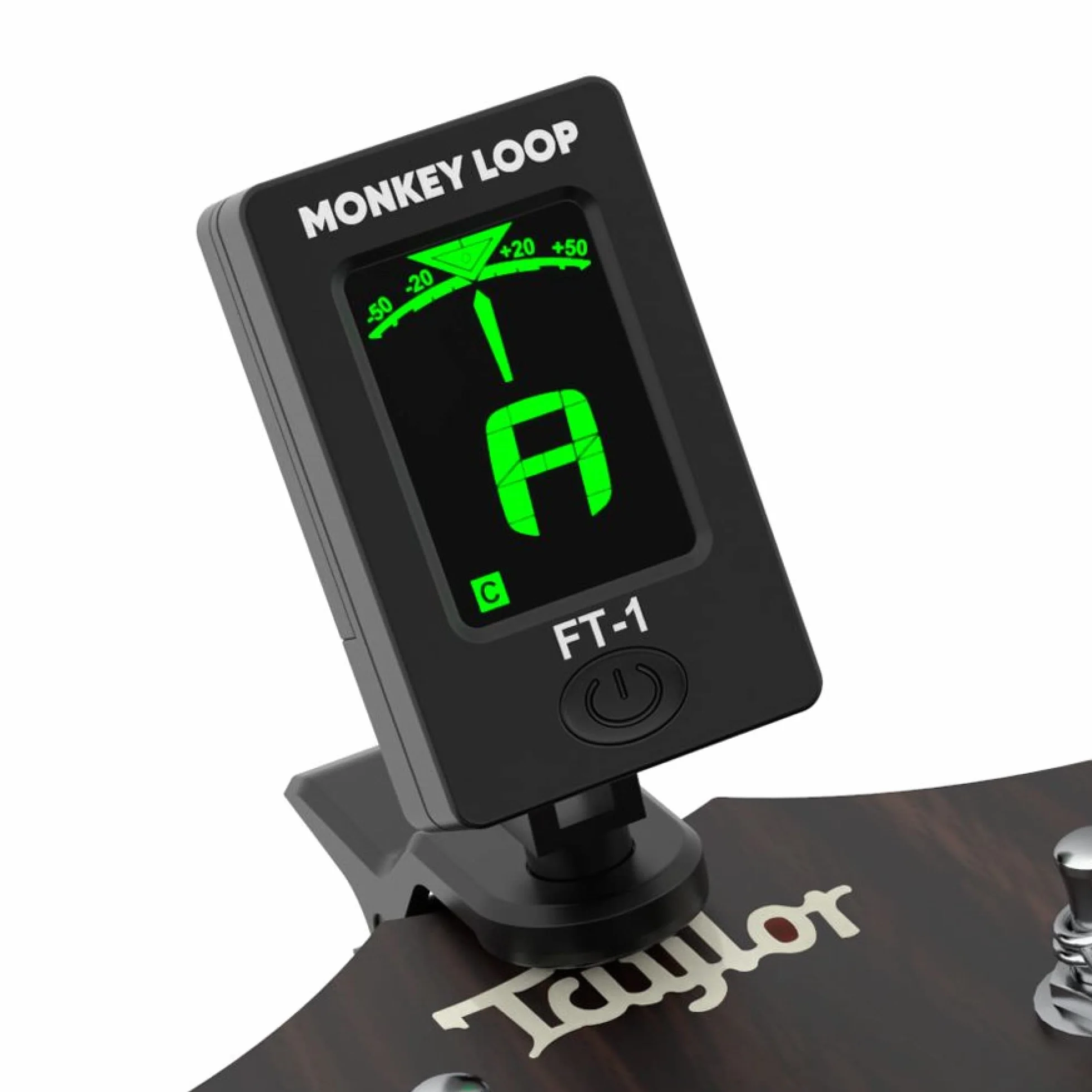 Monkey Loop - FT-1 - stroik gitarowy chromowany - wymiary 50 x 26 x 76 cm - odpowiedni do gitary, basu, skrzypiec i ukuleli - obrotowy LCD - Clear Vision - akcesoria do gitary
