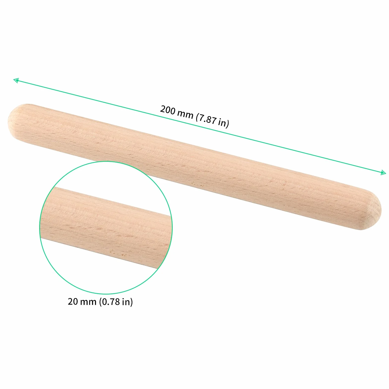 FUNSUEI 20 sztuk 20cm pałeczki rytmiczne, zestaw instrumentów pałeczki rytmiczne, pałeczki rytmiczne pałeczki do rytmu drewniane pręty dźwiękowe dla zespołów, profesjonalistów, początkujących