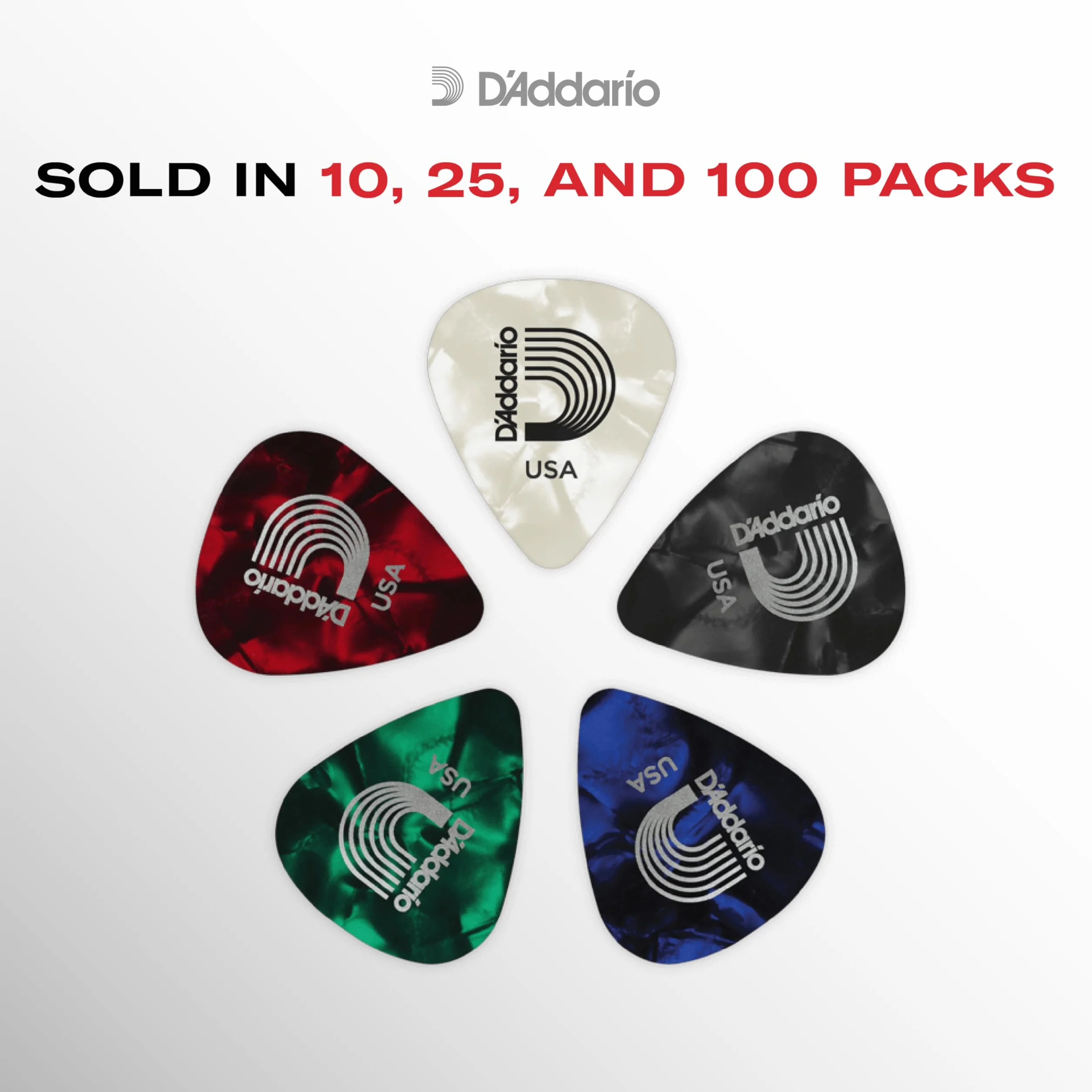 D'Addario Picks Celluloid 0,7 mm medium, 1CAP4-10 - Zestaw kostek