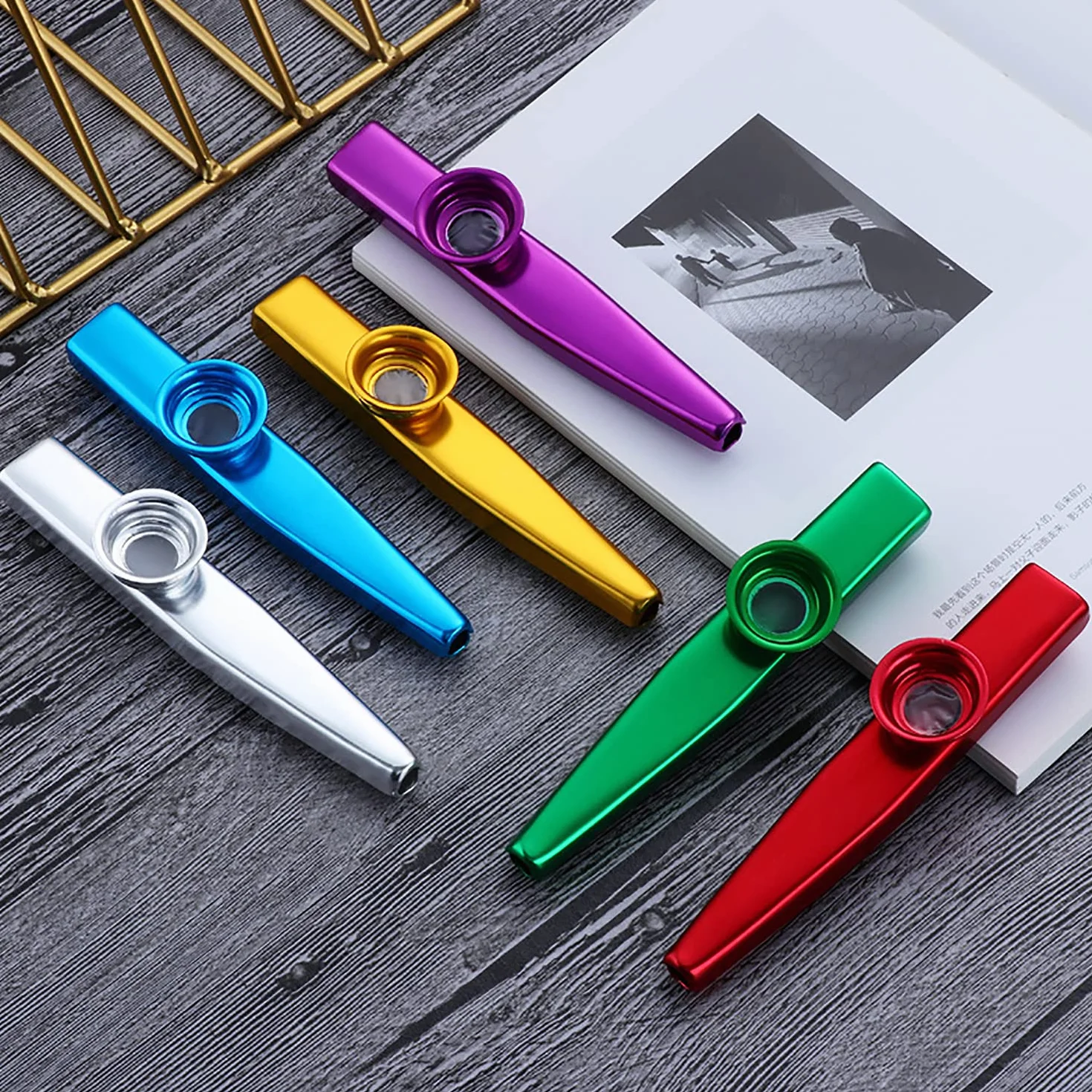 kazoo, instrument muzyczny Kazoo ze stopu aluminium, dla dorosłych, początkujących, instrument muzyczny kazoo