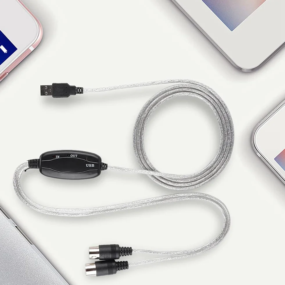 Kabel USB Midi Kabel USB Midi Kabel Midi na USB Konwerter Interfejsu Midi Przewód Przejściowy Klawiatura Linia do Edycji Muzyki