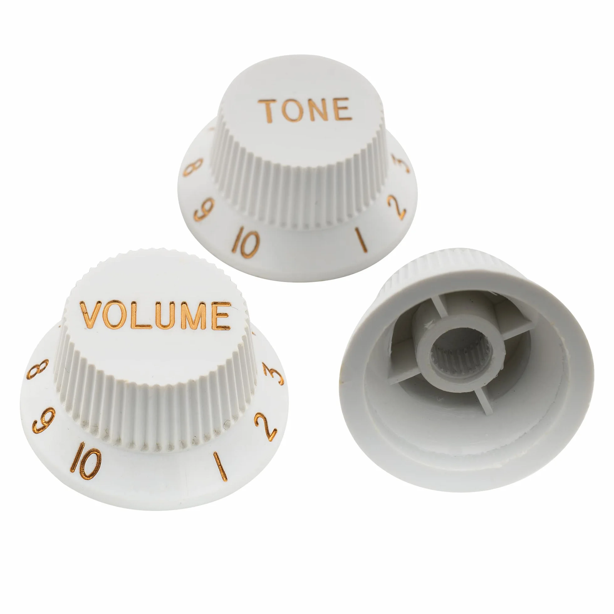 Musiclily Pro Calowa Gałka Potencjometru Strat Knobs 1 Volume 2 Tone do Gitary Elektryczny Typu Stratocaster, Biały(3 szt.)