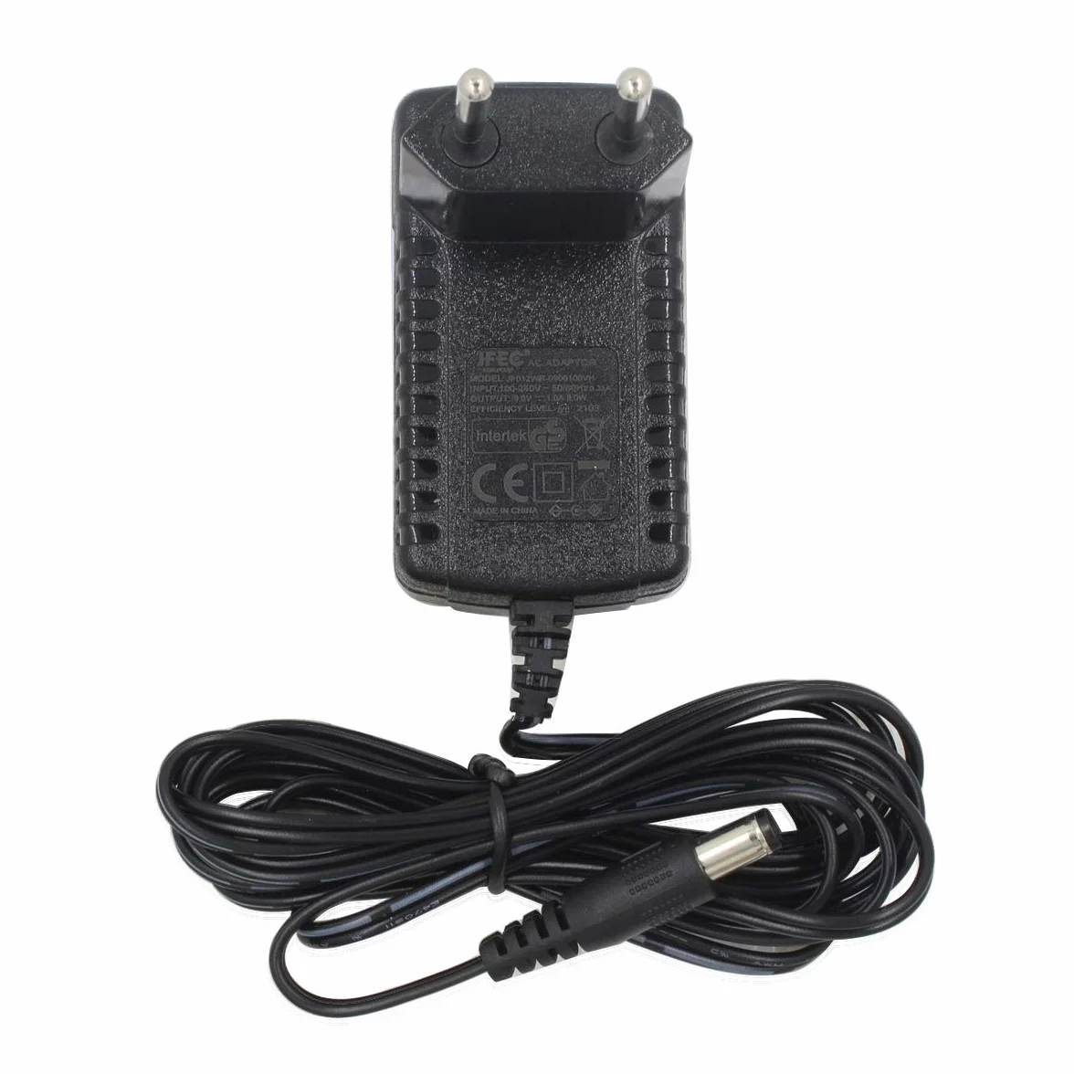 2-pak DC 9 V 1 A adapter zasilający, wtyczka 5,5 mm x 2,1 mm, średni dodatni