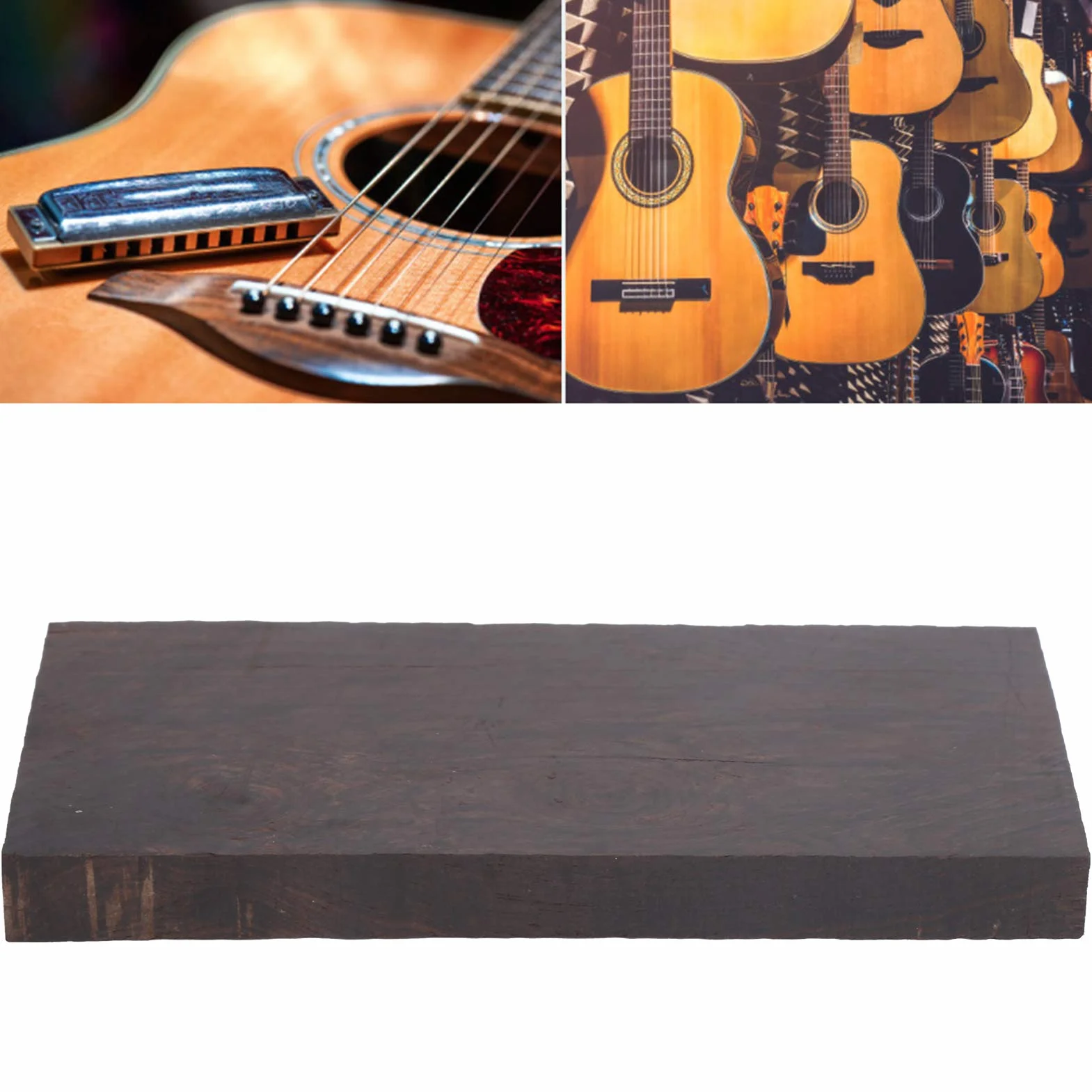 Czarny Heban Drewno Drewno DIY Rękojeść Rękodzieła 70x50x20mm / 120x60x10mm Akcesoria do Instrumentów Muzycznych(120 * 60 * 10mm)